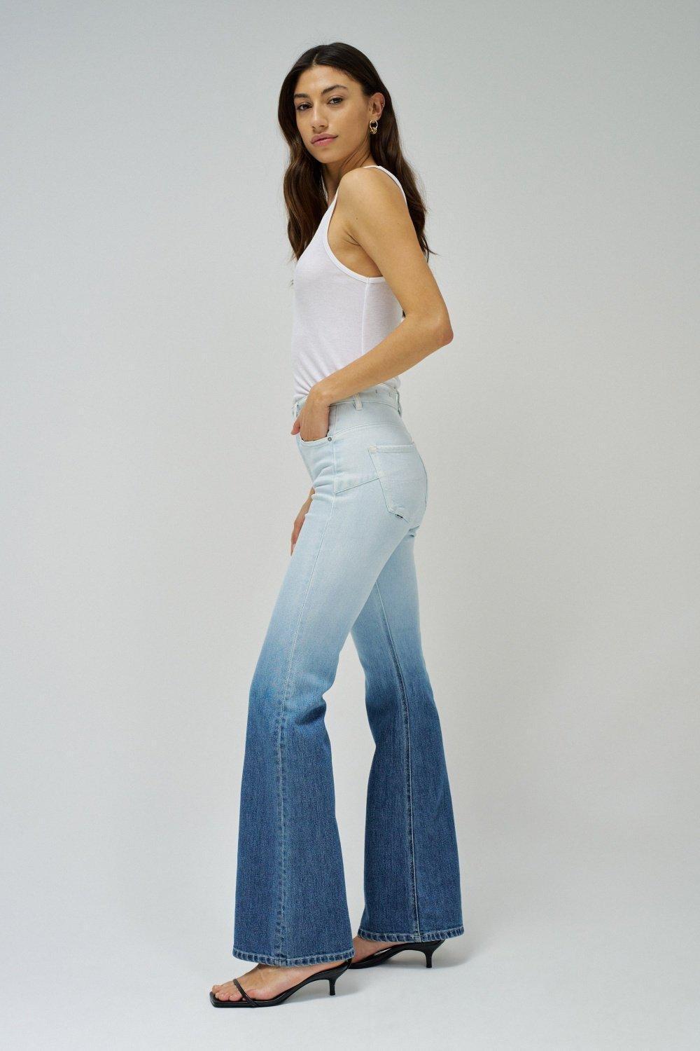 Faith Push In Flare Jeans, Blue, large image number 4
