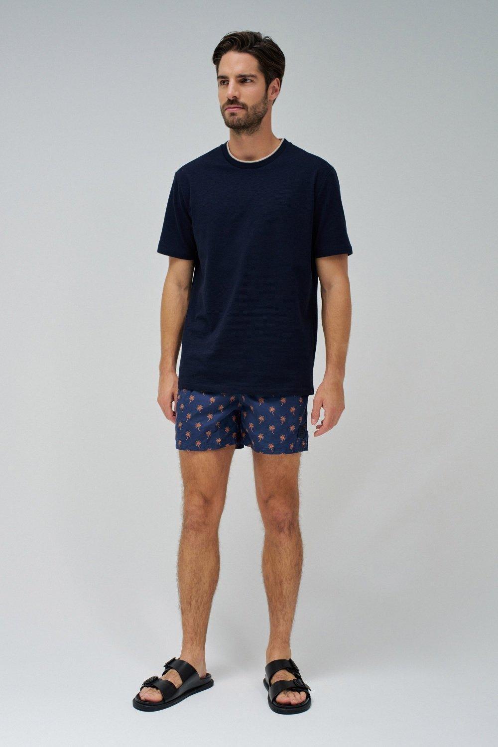 Blue Swim Shorts With Pattern, , large image number 1