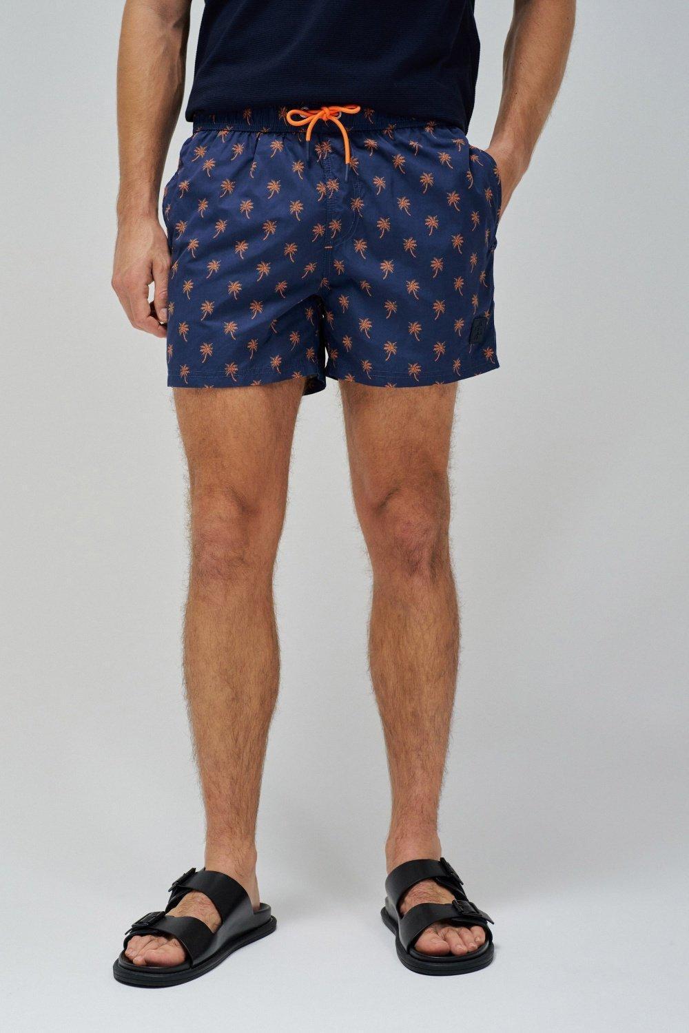 Swim Shorts With Pattern, Navy, large image number 0