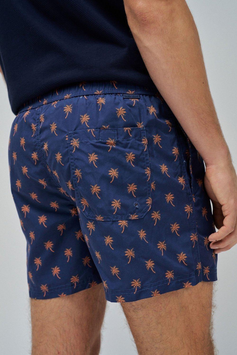 Swim Shorts With Pattern, Navy, large image number 4