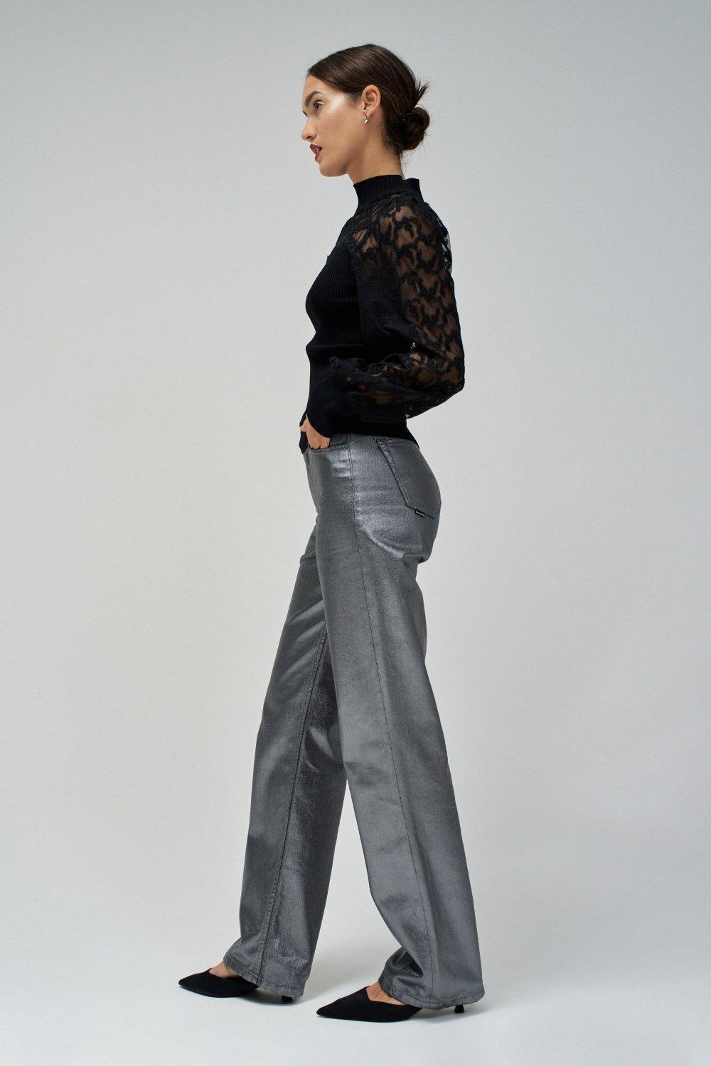 High Neck Top With Lace Details, , large image number 2