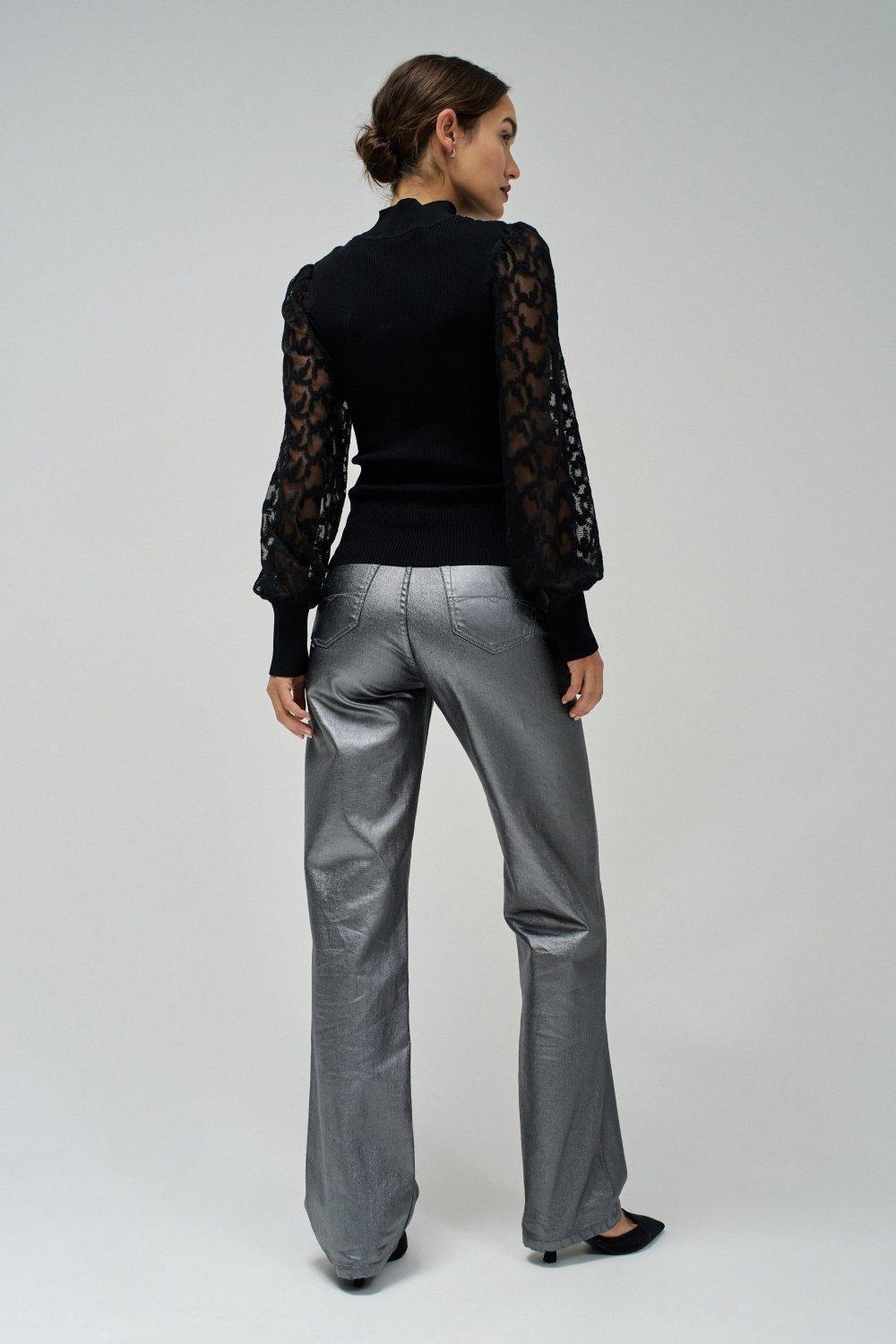 High Neck Top With Lace Details, , large image number 3