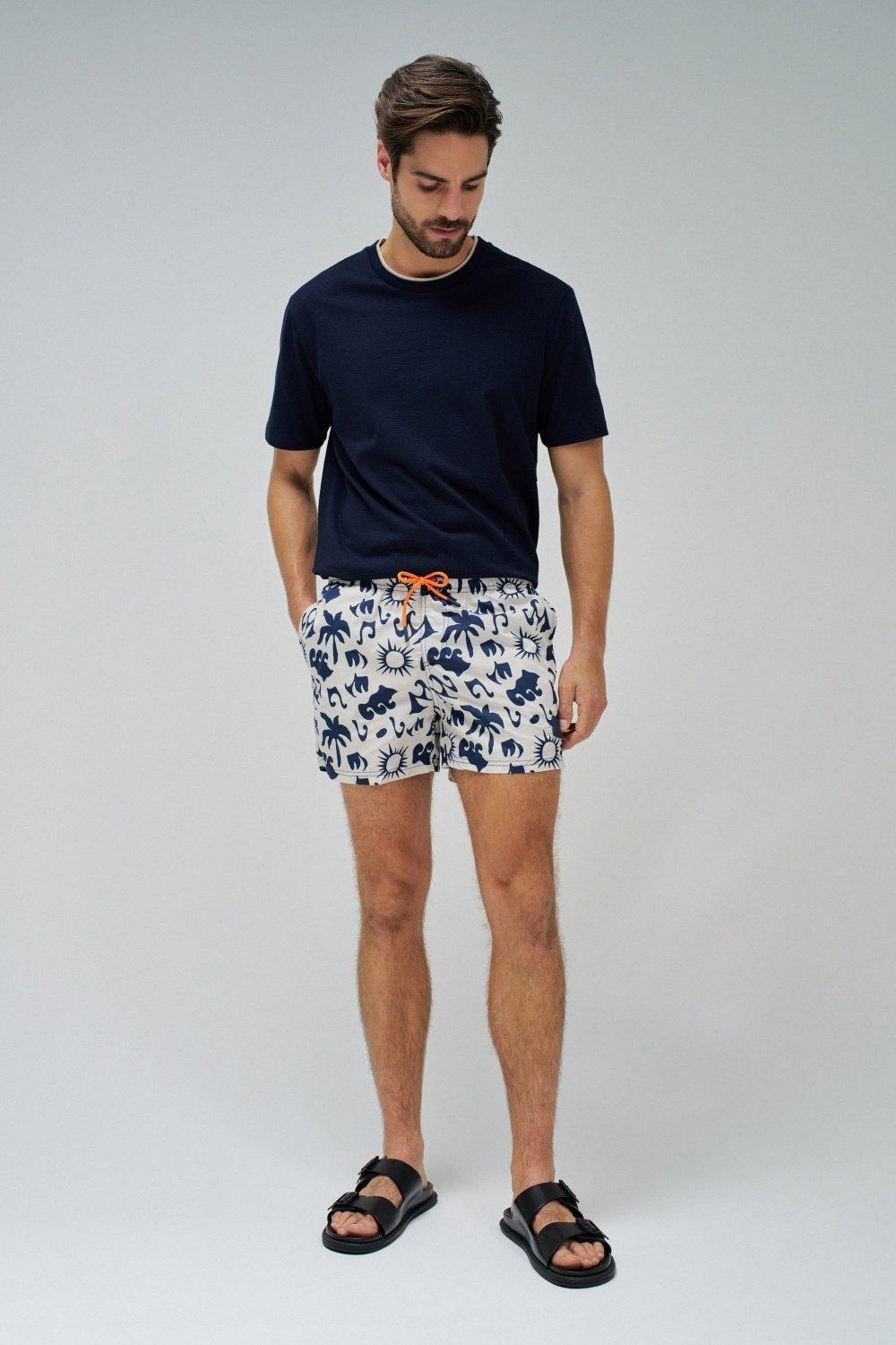 Beige Swim Shorts, , large image number 1