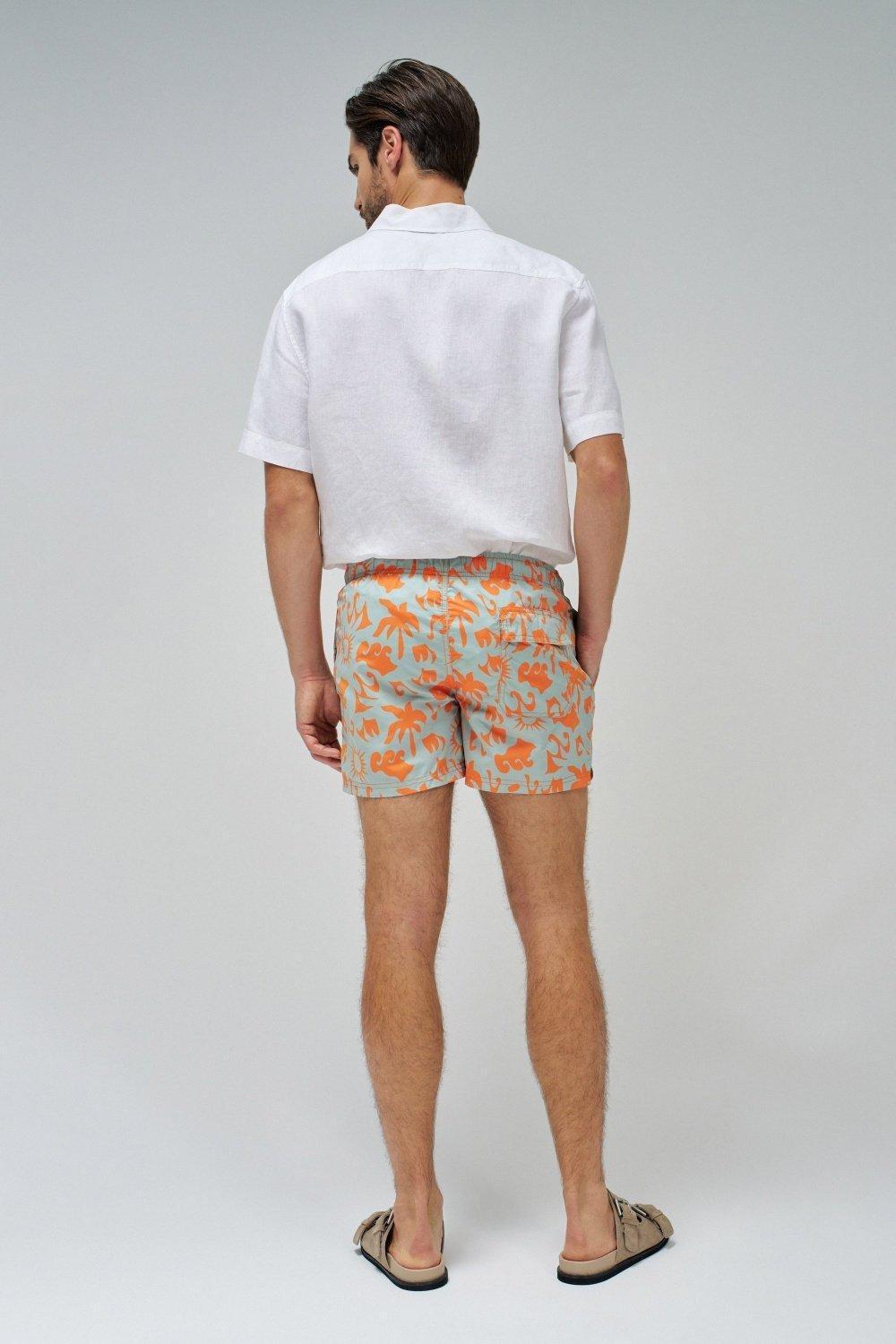 Green Swim Shorts With Pattern, , large image number 3