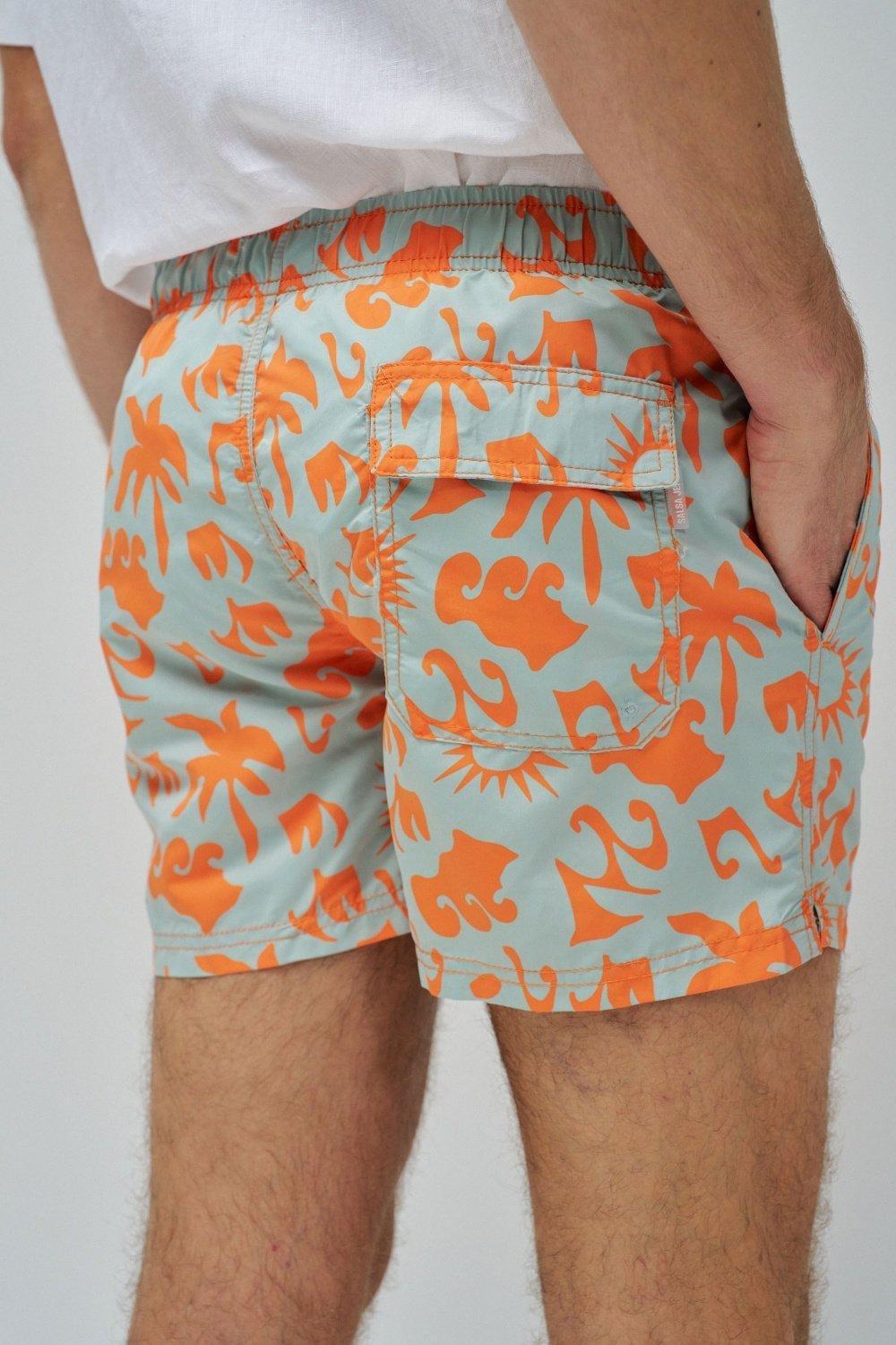 Green Swim Shorts With Pattern, , large image number 4