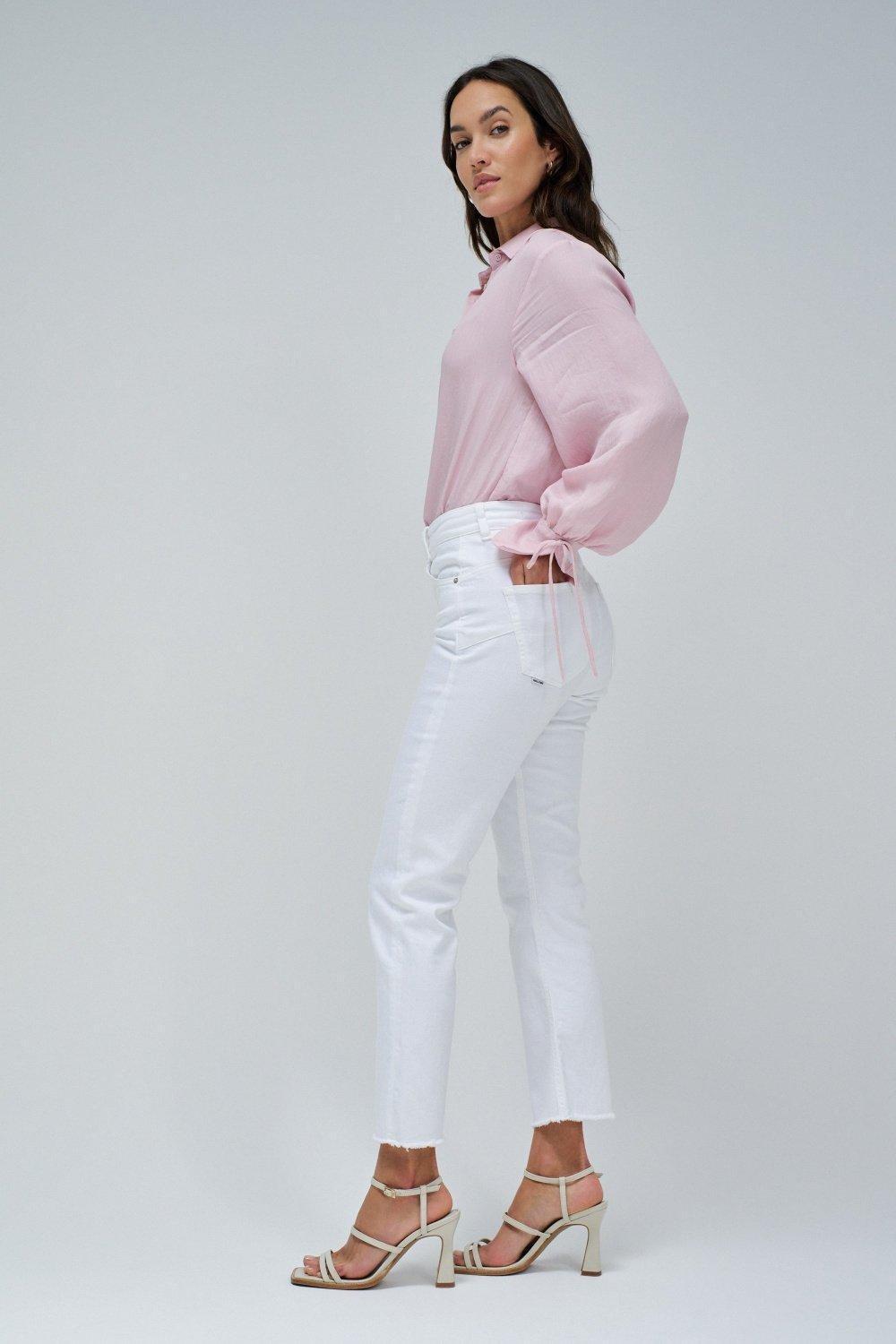 Faith Push In Cropped Flare Jeans, White, medium