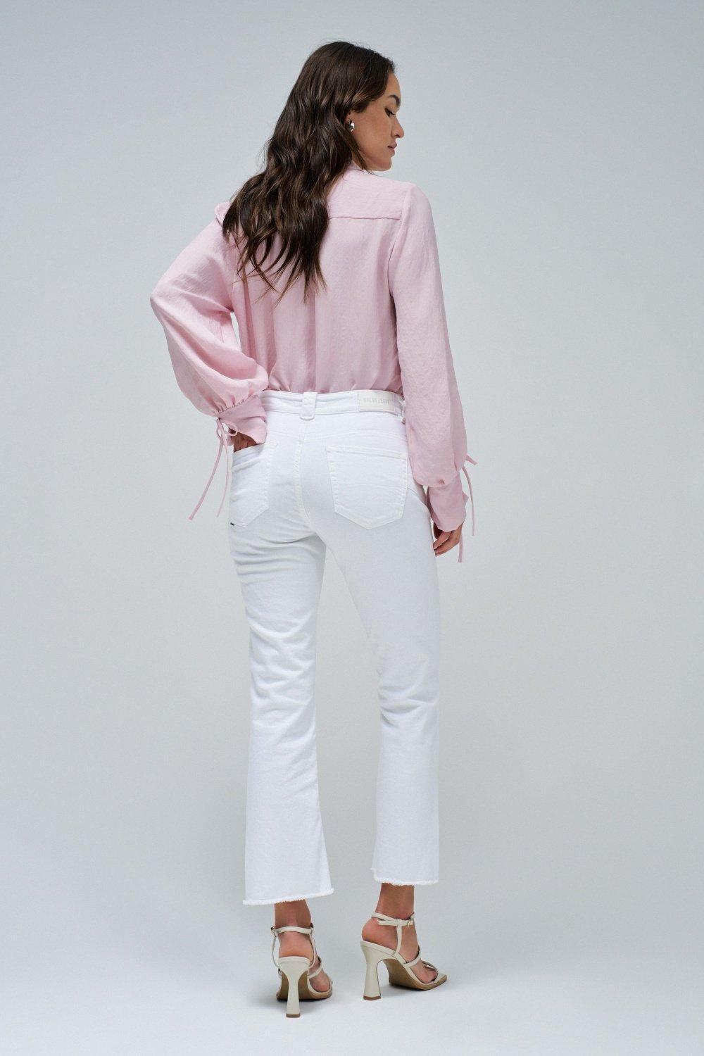 Faith Push In Cropped Flare Jeans, White, large image number 3
