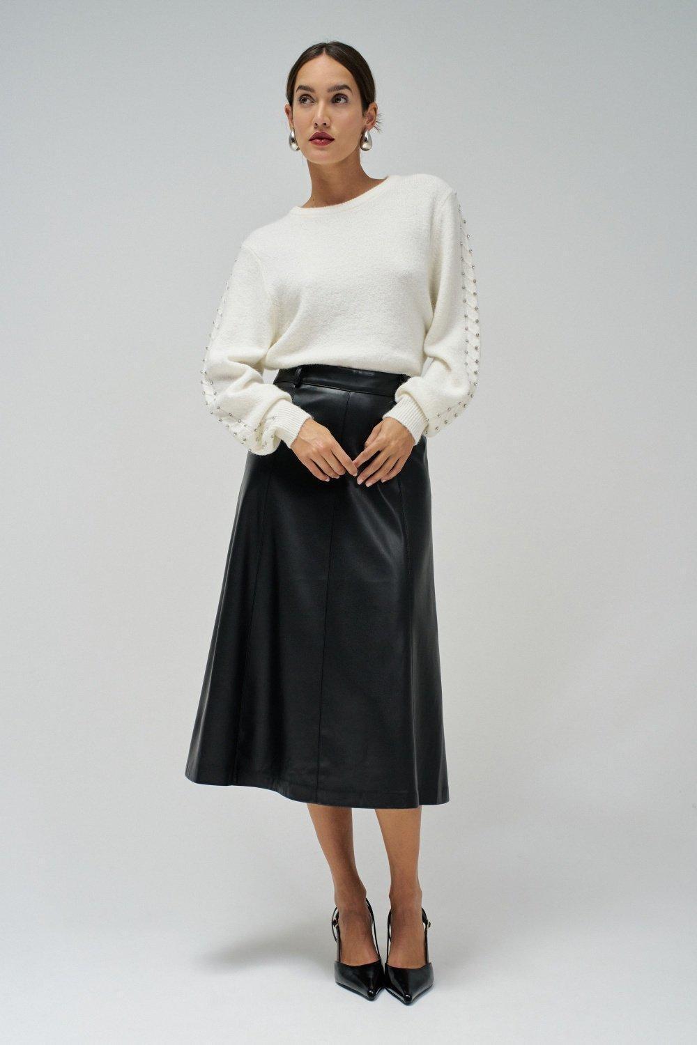 Detailed Knitted Jumper, White, medium