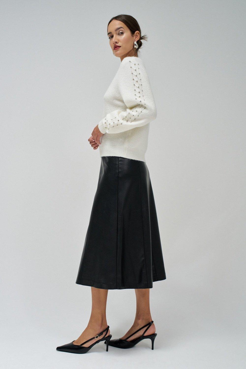 Detailed Knitted Jumper, White, medium