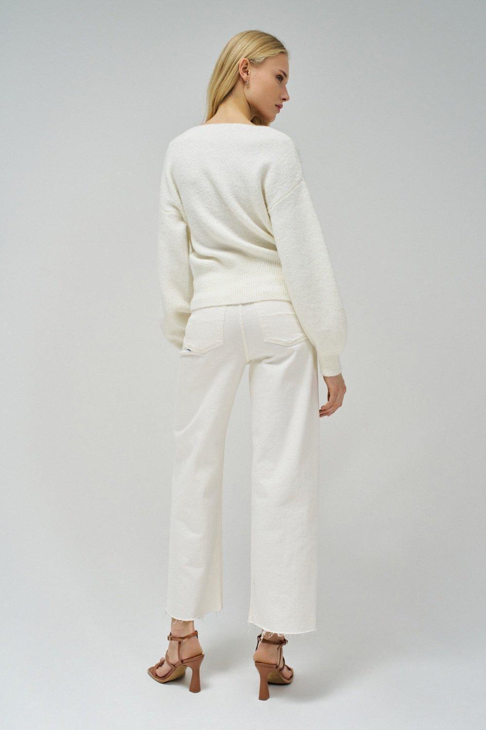 Sweater With Pearls, White, large image number 3