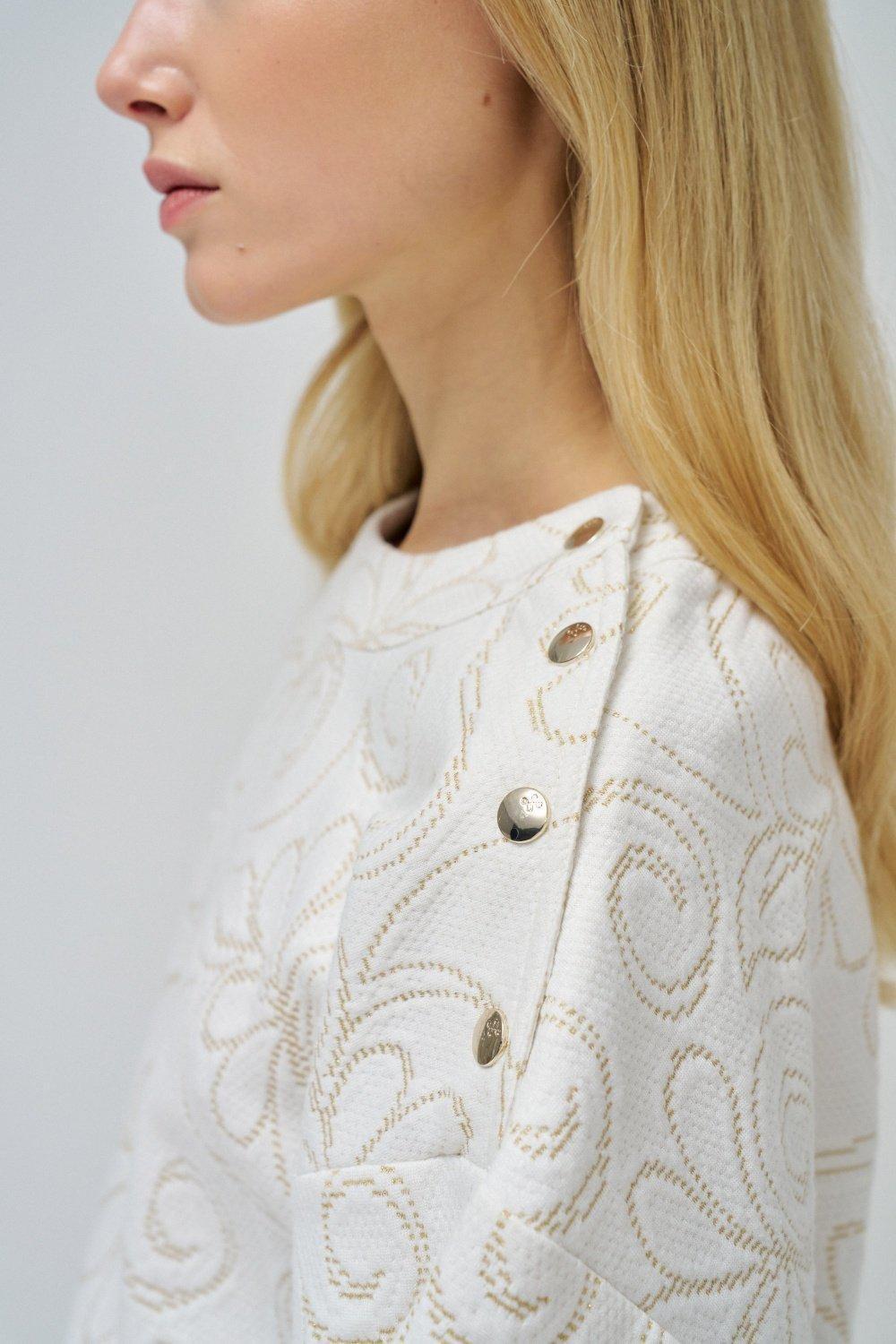 White Embroidered Oversized Cropped Hoodie, , large image number 4
