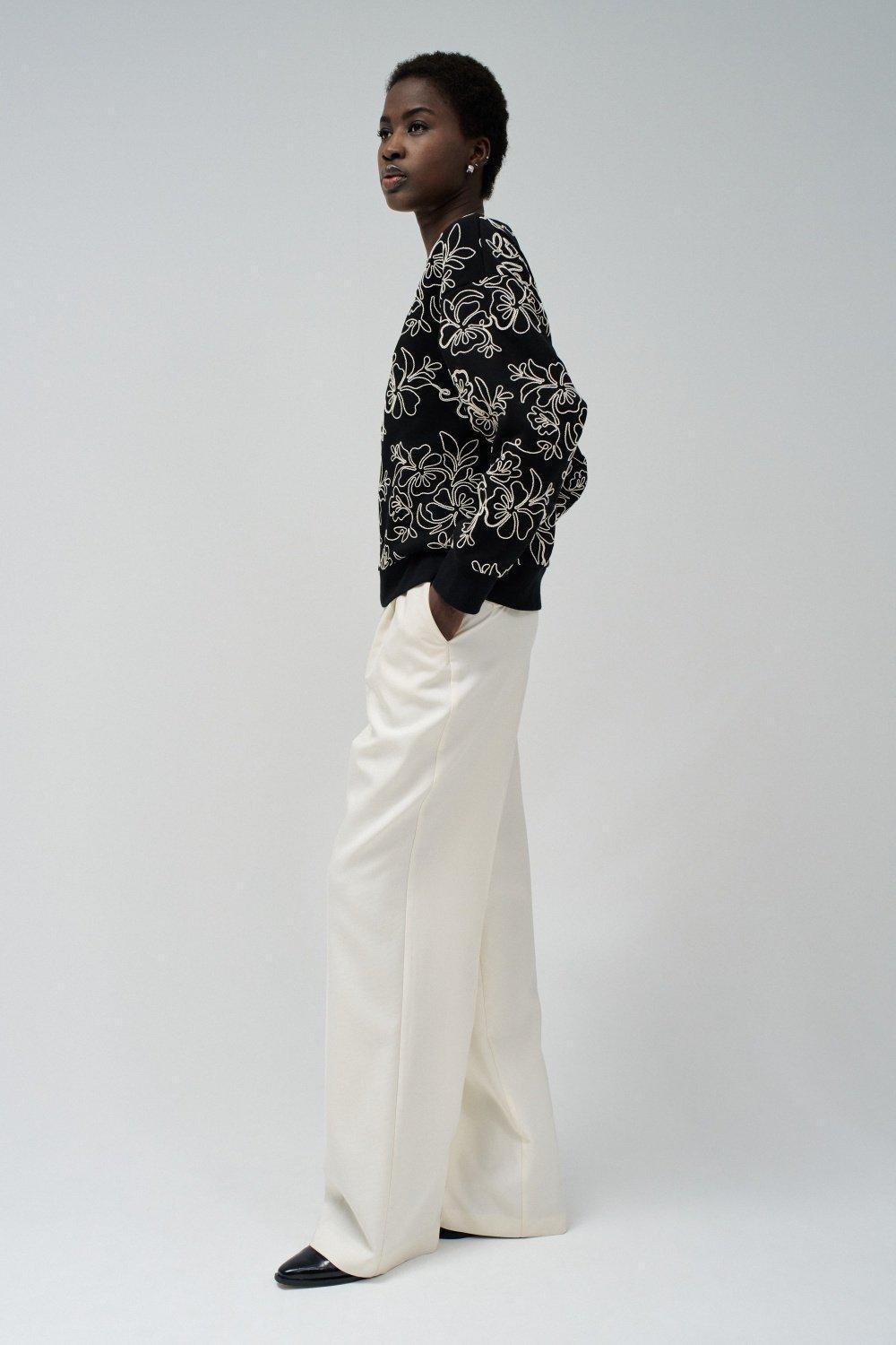 Textured Floral Jumper, Black, large image number 2
