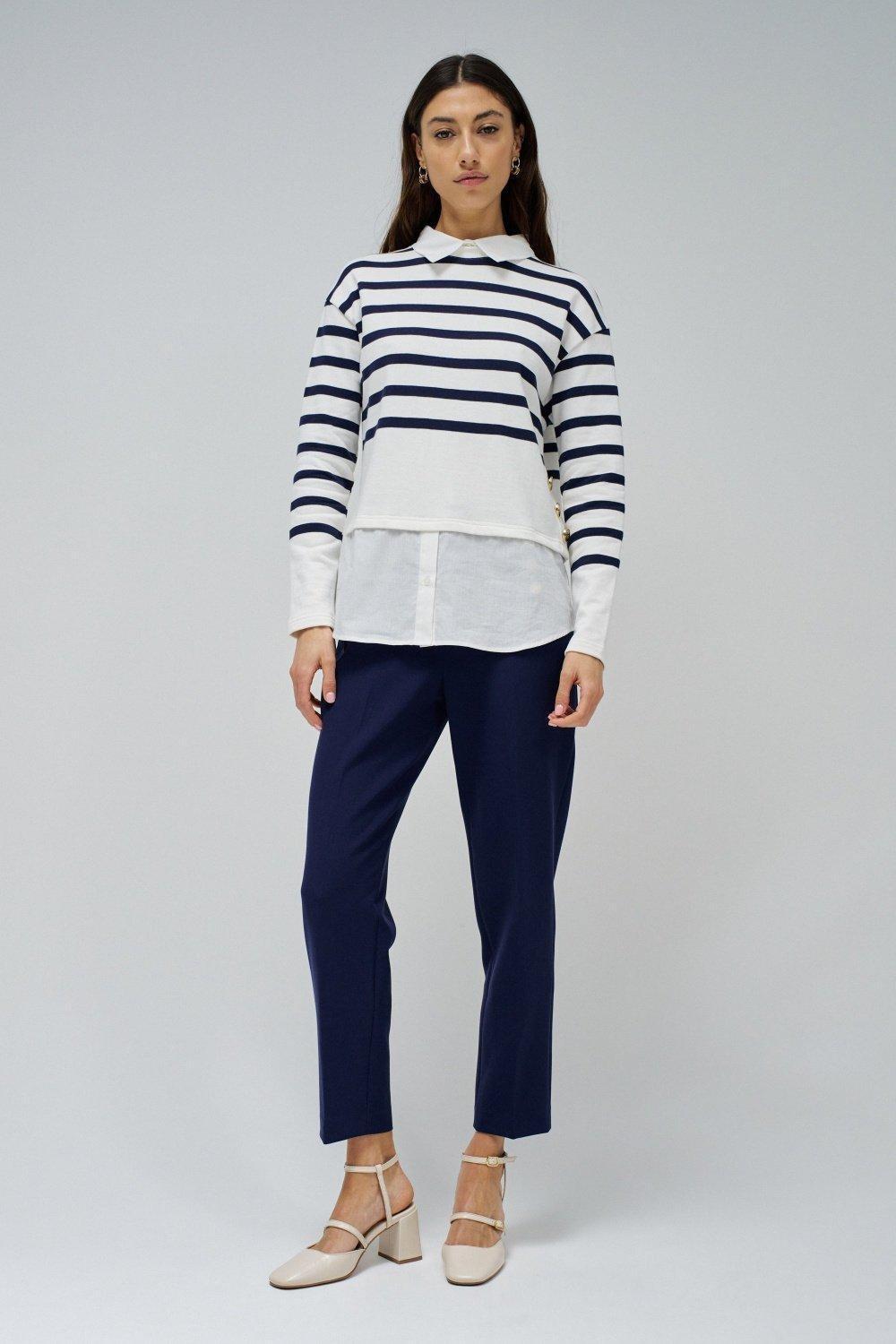 Twofer Striped Sweatshirt, , large image number 1
