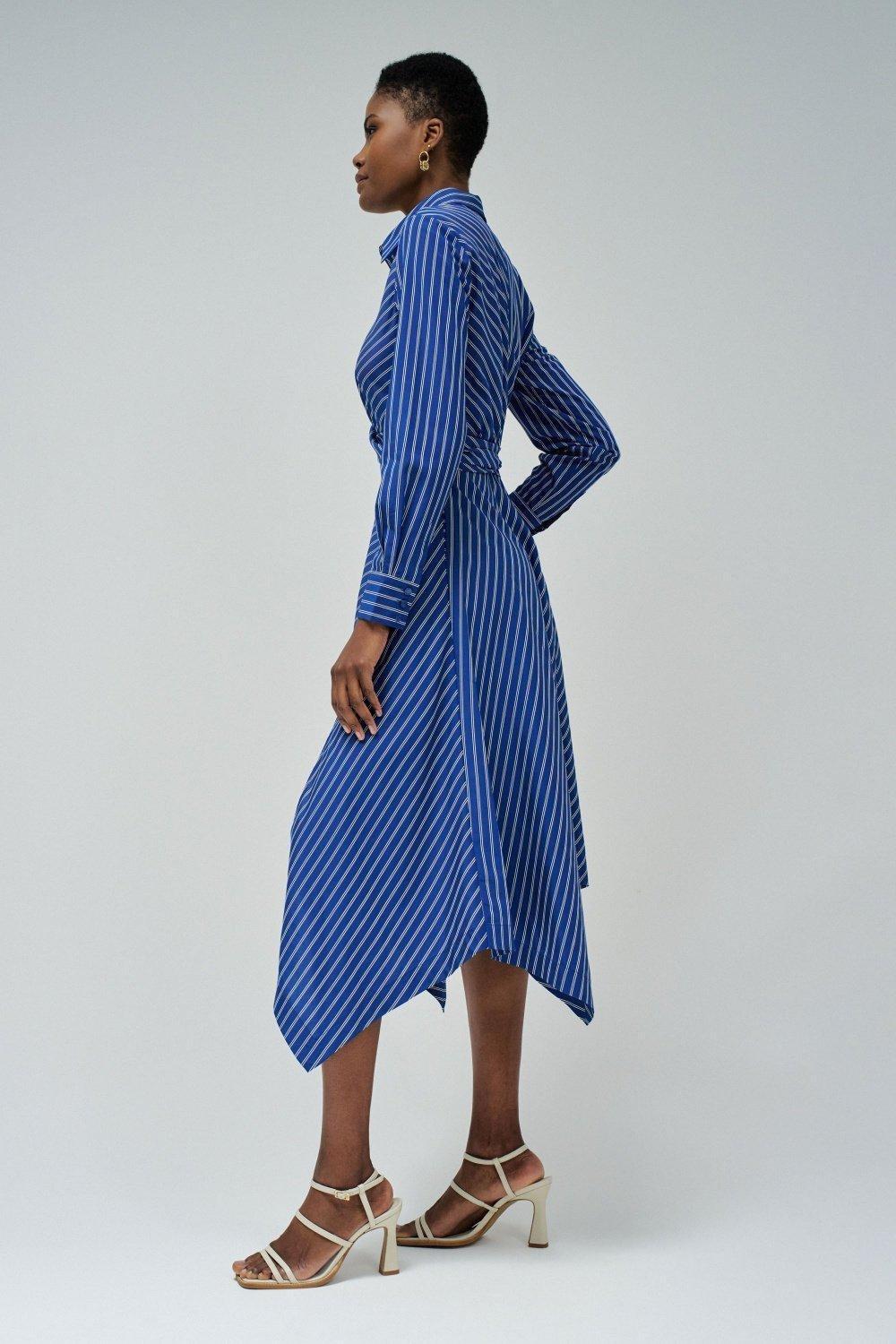 Blue Striped Shirt Midi Dress, , large image number 2