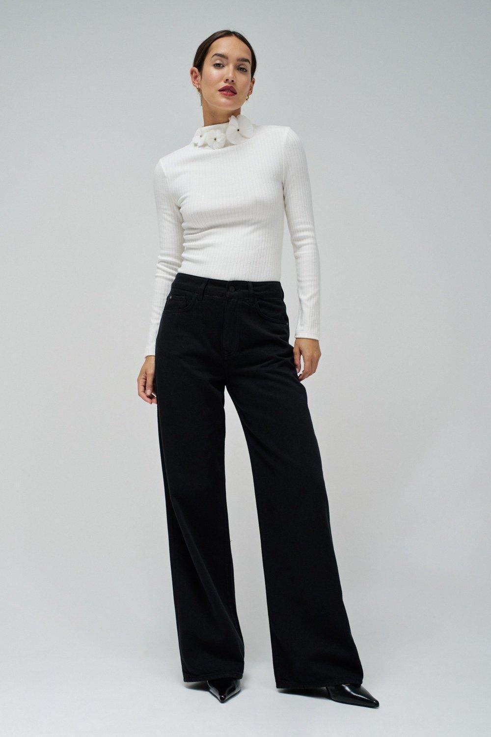 White Ribbed Casual Jumper, , large image number 1