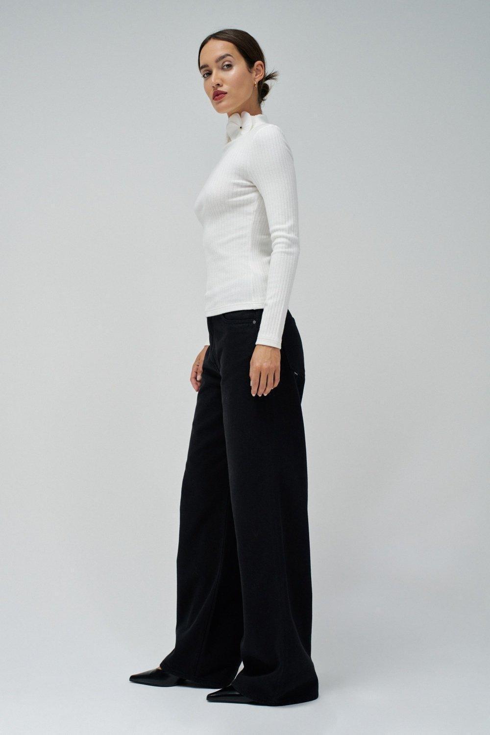 White Ribbed Casual Jumper, , large image number 2