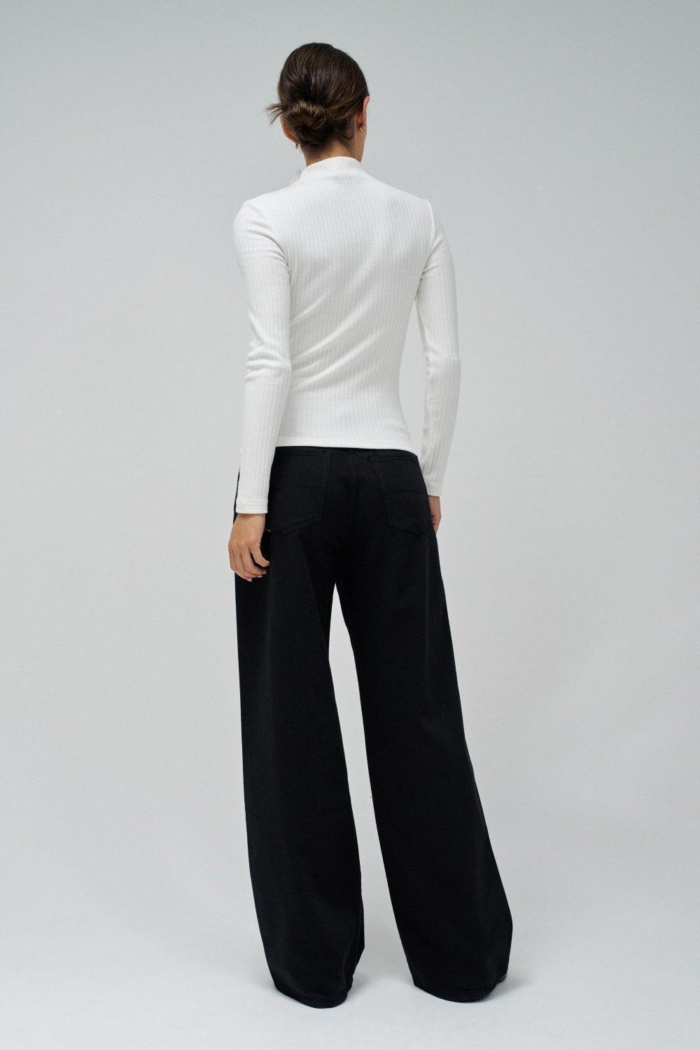 White Ribbed Casual Jumper, , large image number 3