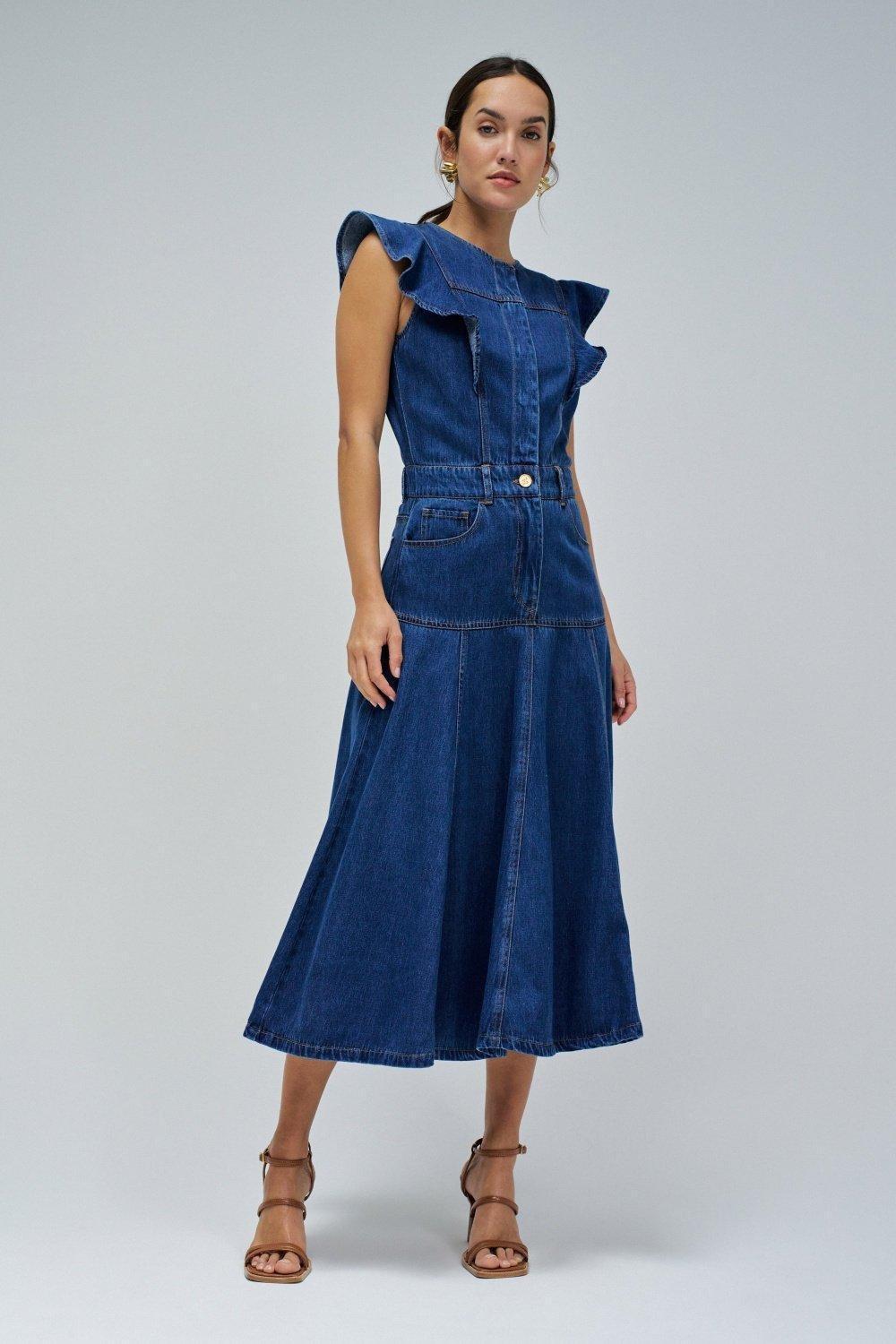 Midi Dress In Light denim, Blue, large image number 0