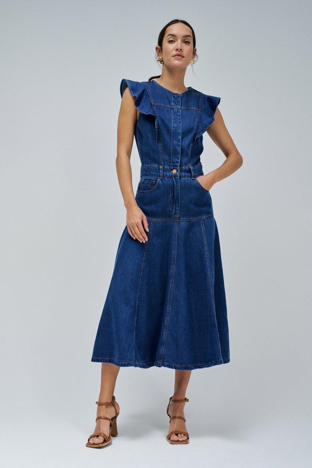 Midi Dress In Light denim, Blue, large image number 1