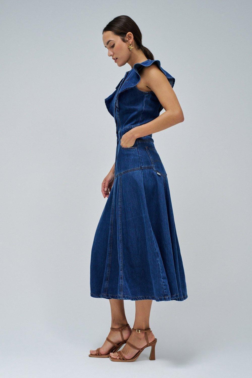 Midi Dress In Light denim, Blue, large image number 2