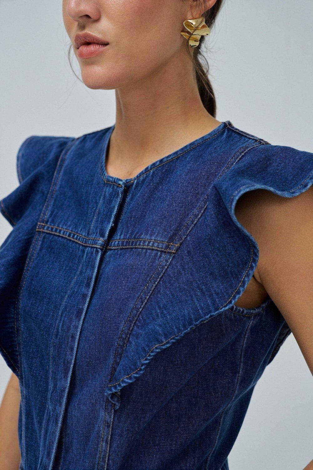 Midi Dress In Light denim, Blue, large image number 4