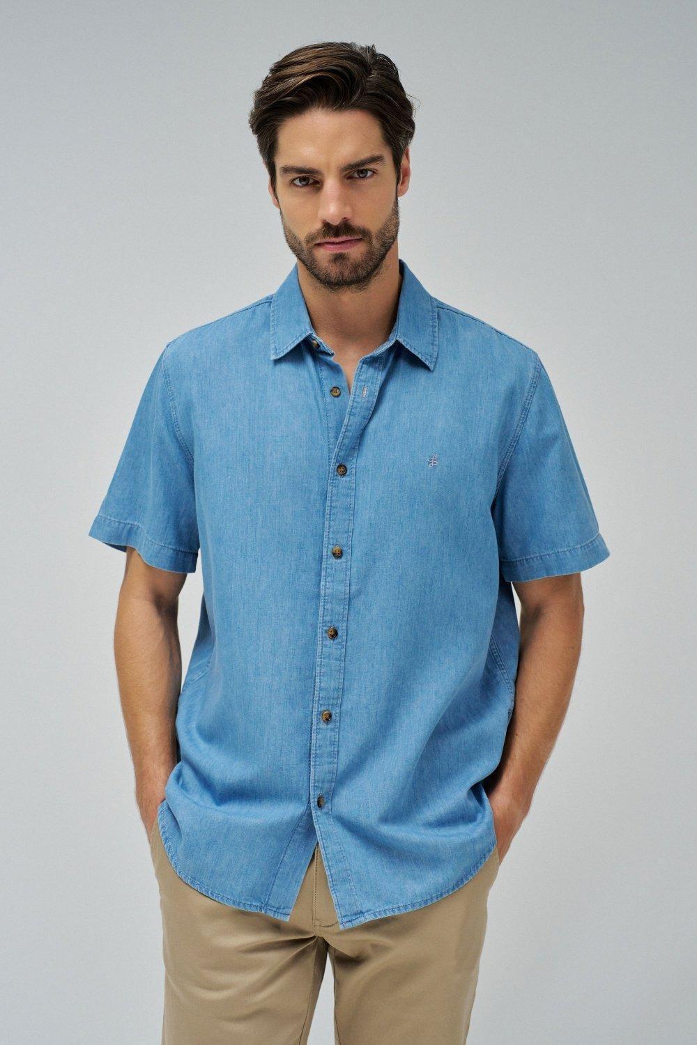 Light Denim Shirt , Blue, medium