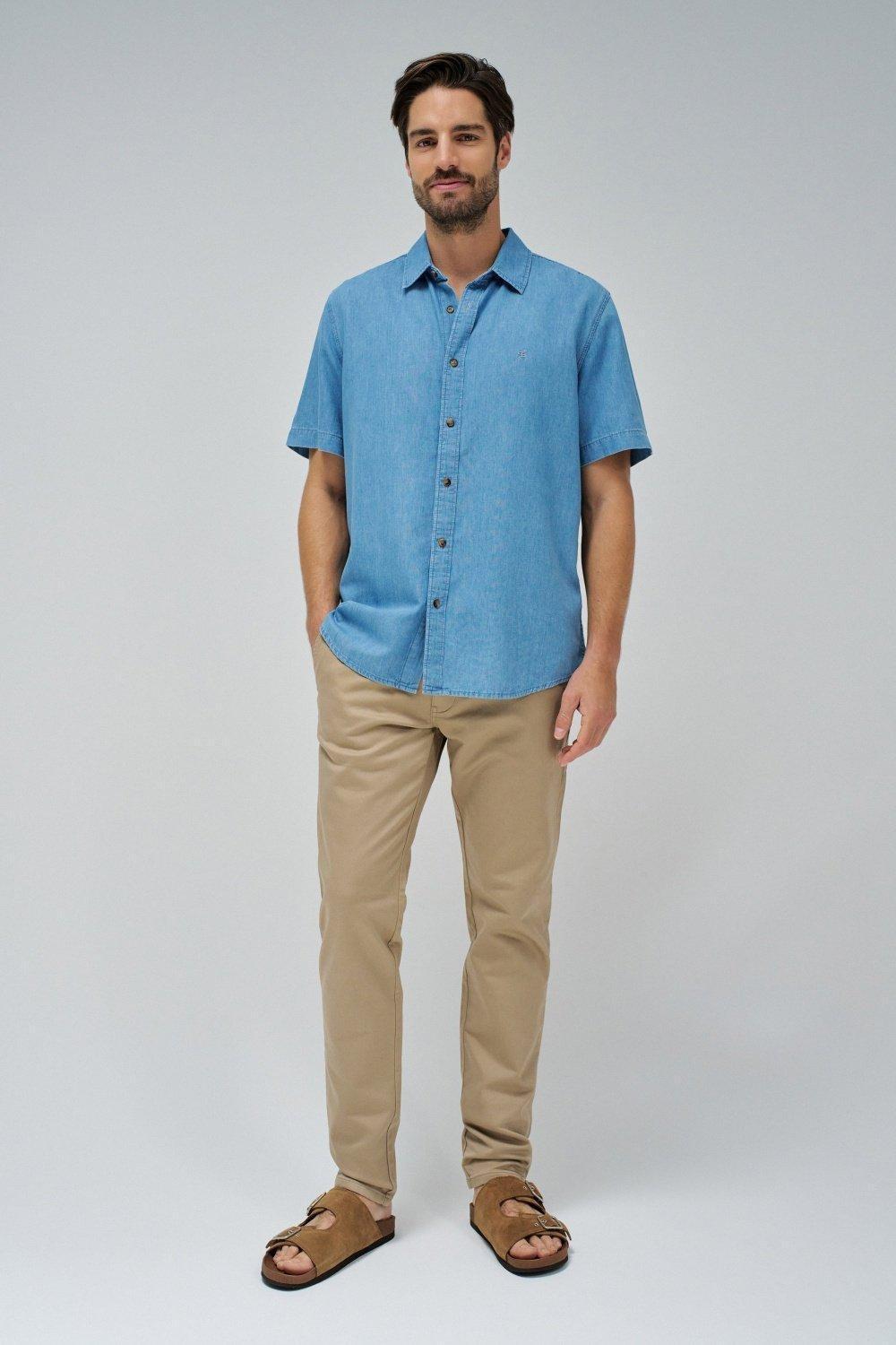 Light Denim Shirt , Blue, medium