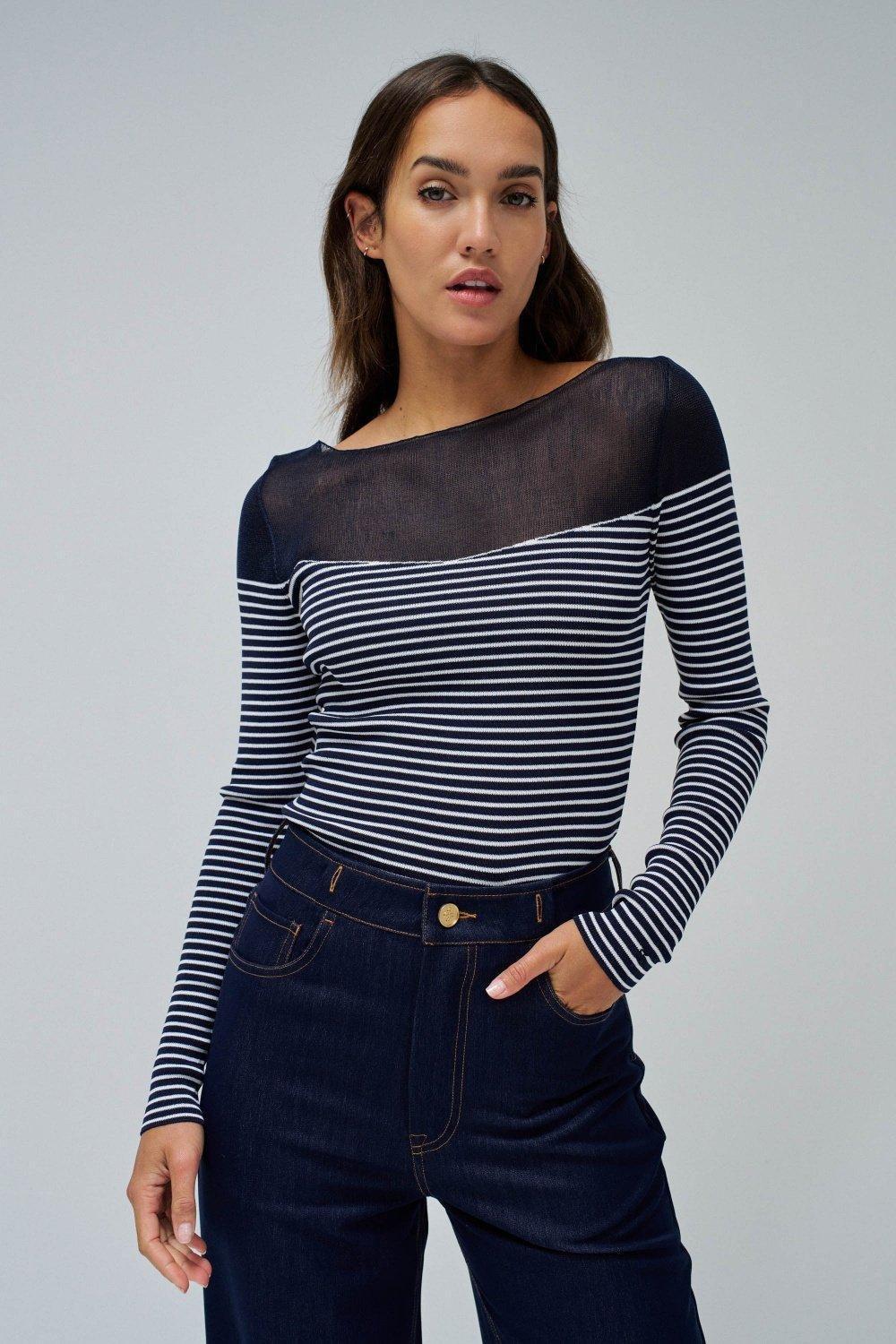 Sweater With Transparency, Navy, medium