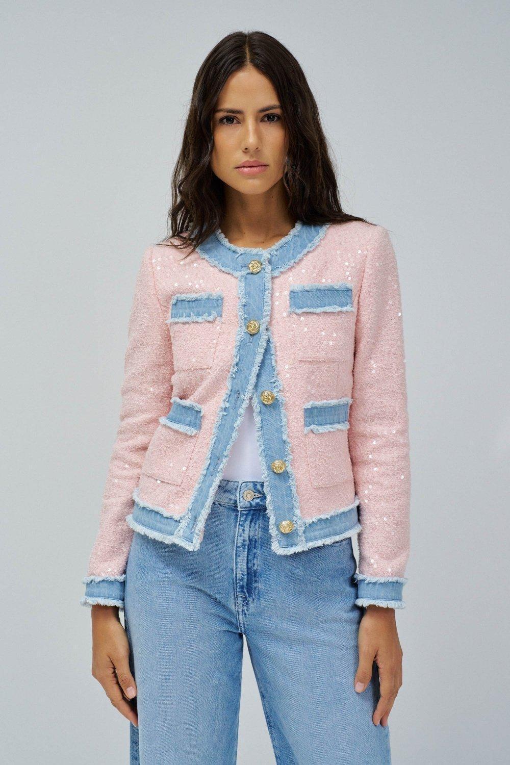 Pink Textured Party Jacket, , medium