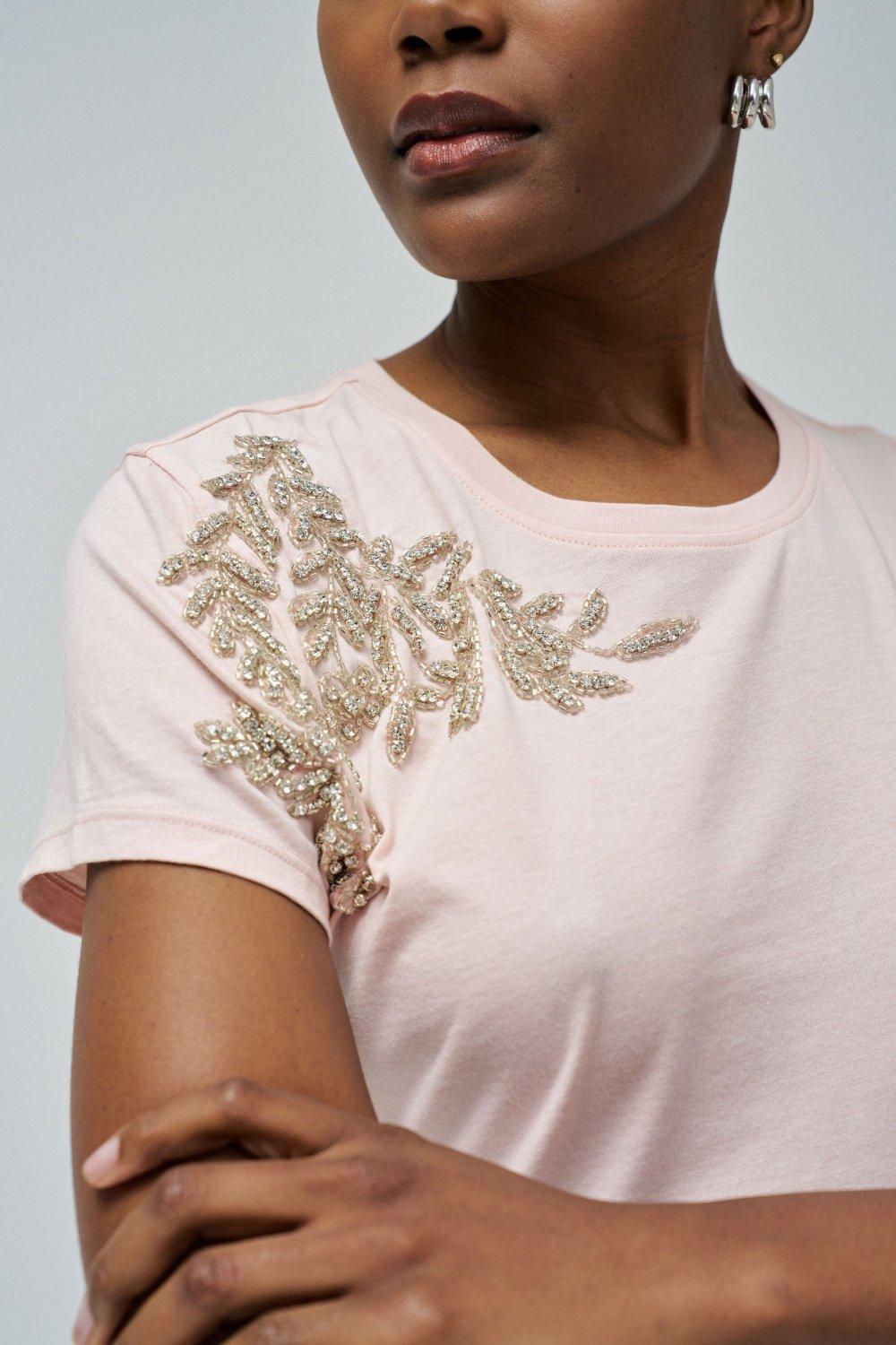 Pink T-Shirt With Shiny Appliques, , large image number 4