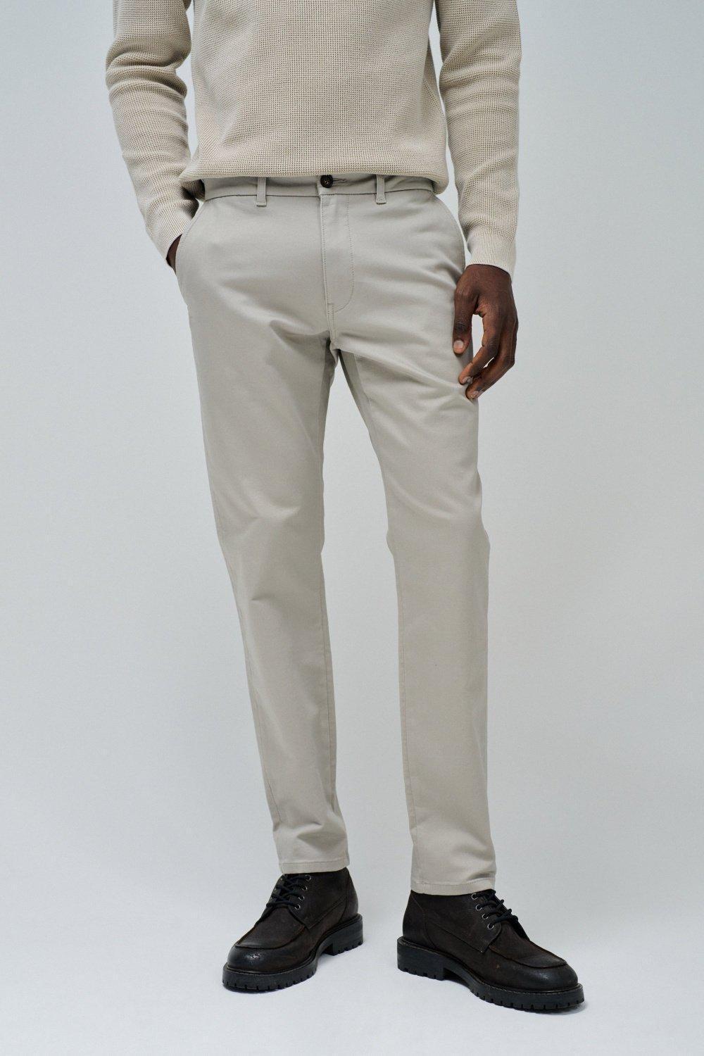 Cream Chinos Casual Full Length, , medium