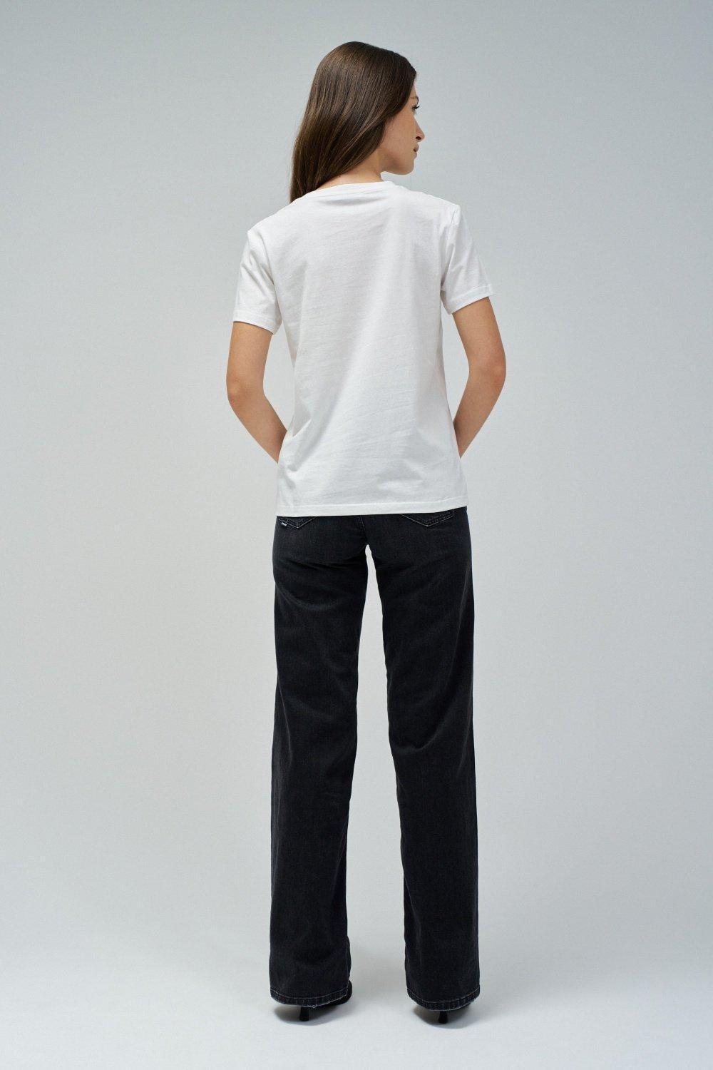 White T-Shirt With Floral Cutout, , large image number 3