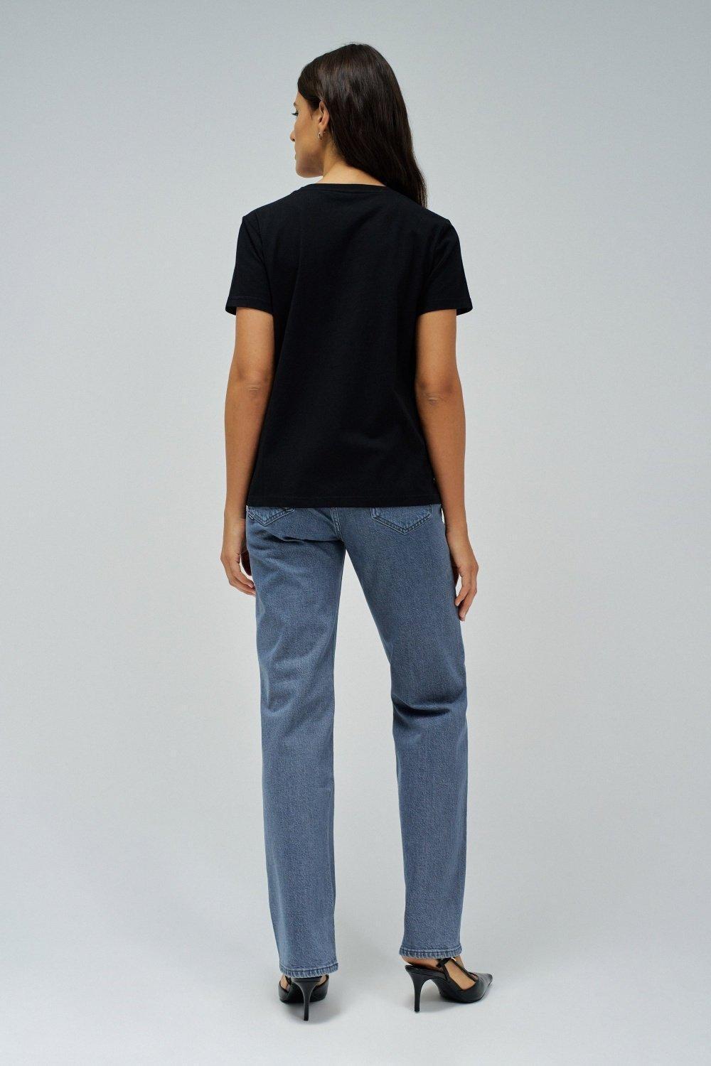 T-Shirt With Floral Cutout, Black, large image number 3