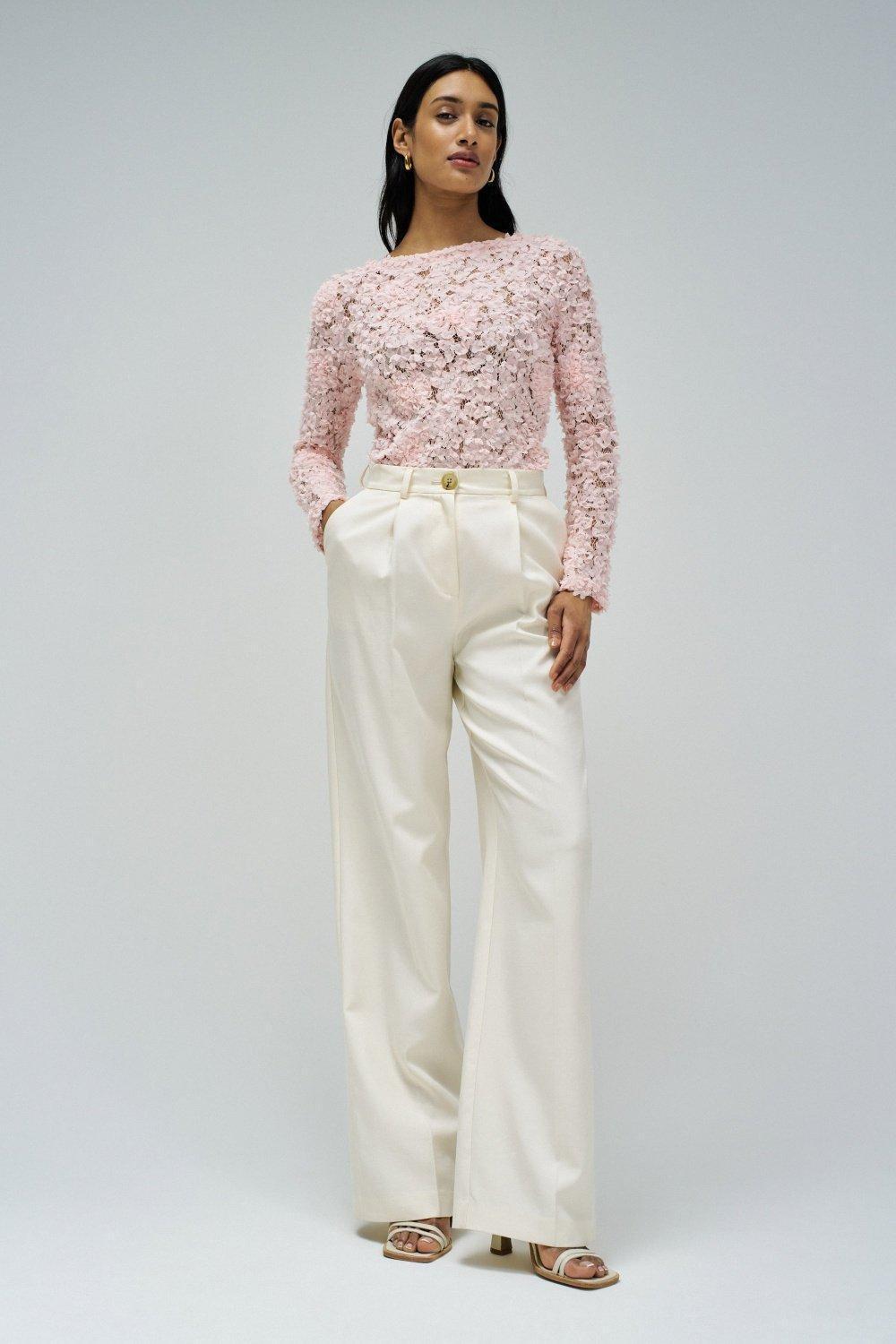 Textured Sweater With Flowers, Pink, large image number 1