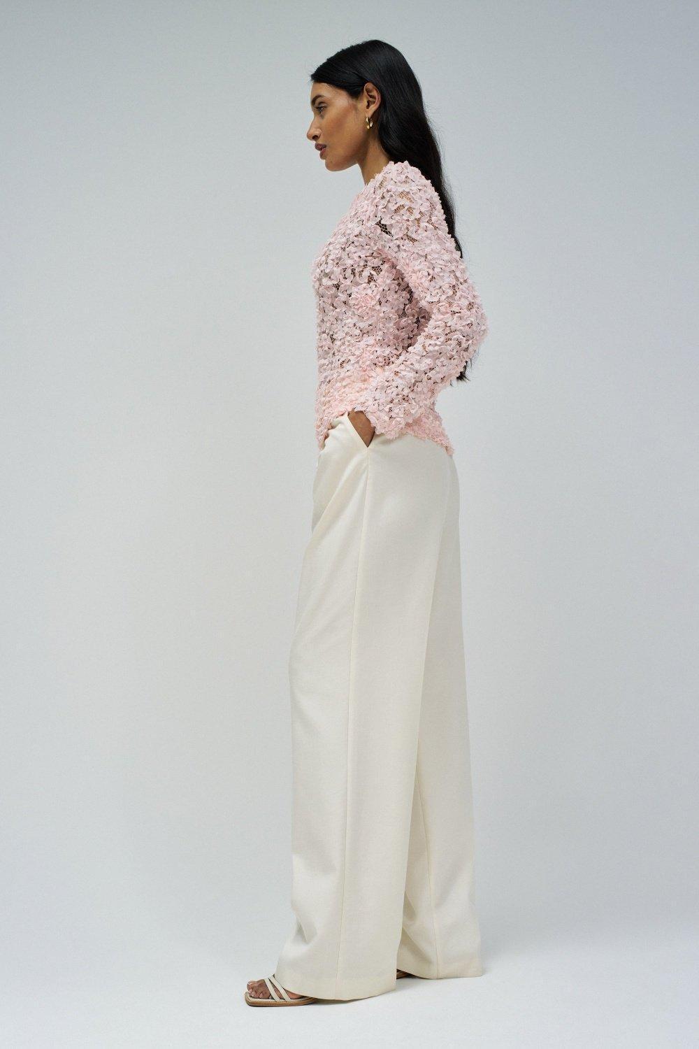 Textured Sweater With Flowers, Pink, large image number 2