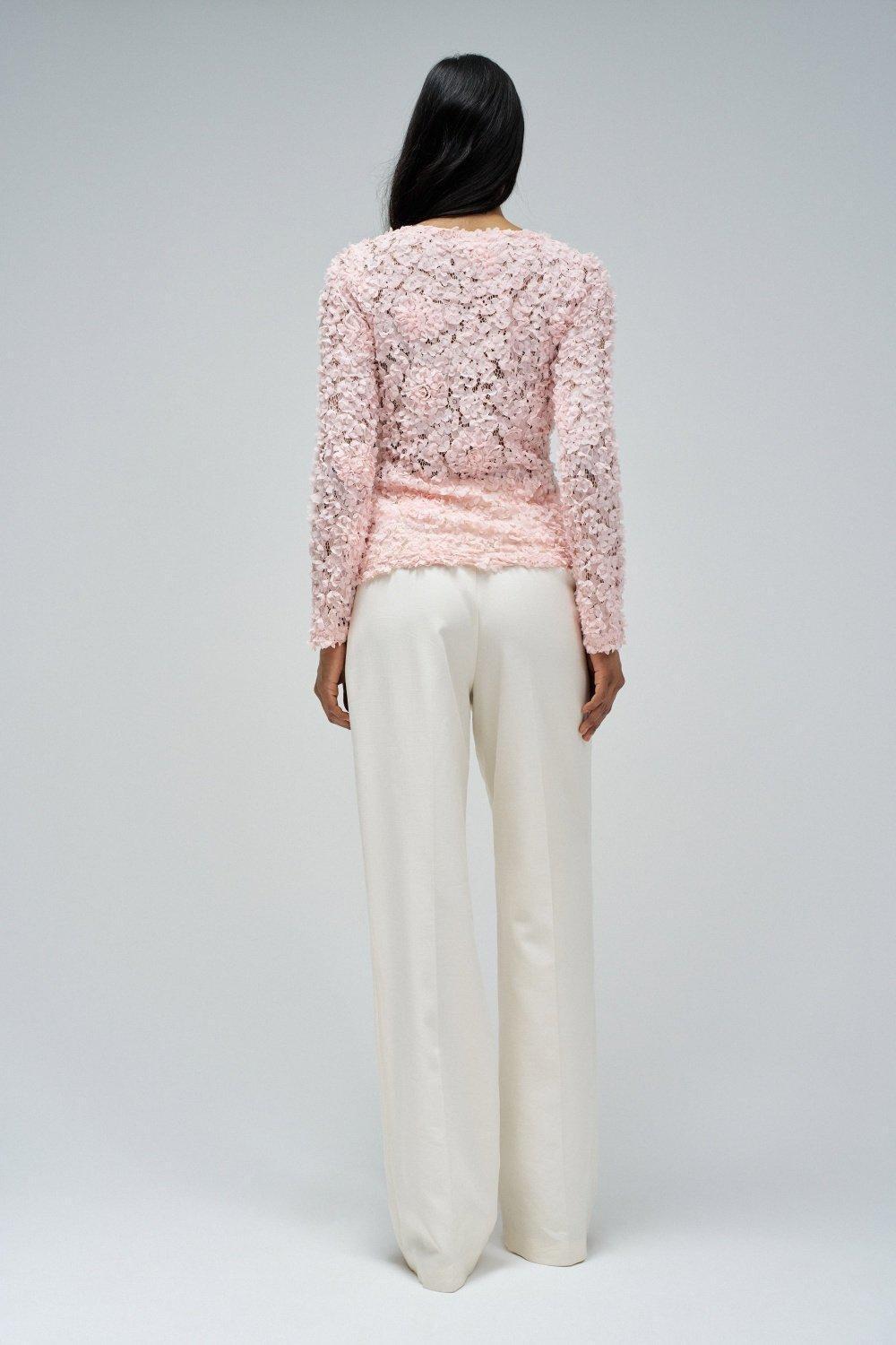 Textured Sweater With Flowers, Pink, large image number 3