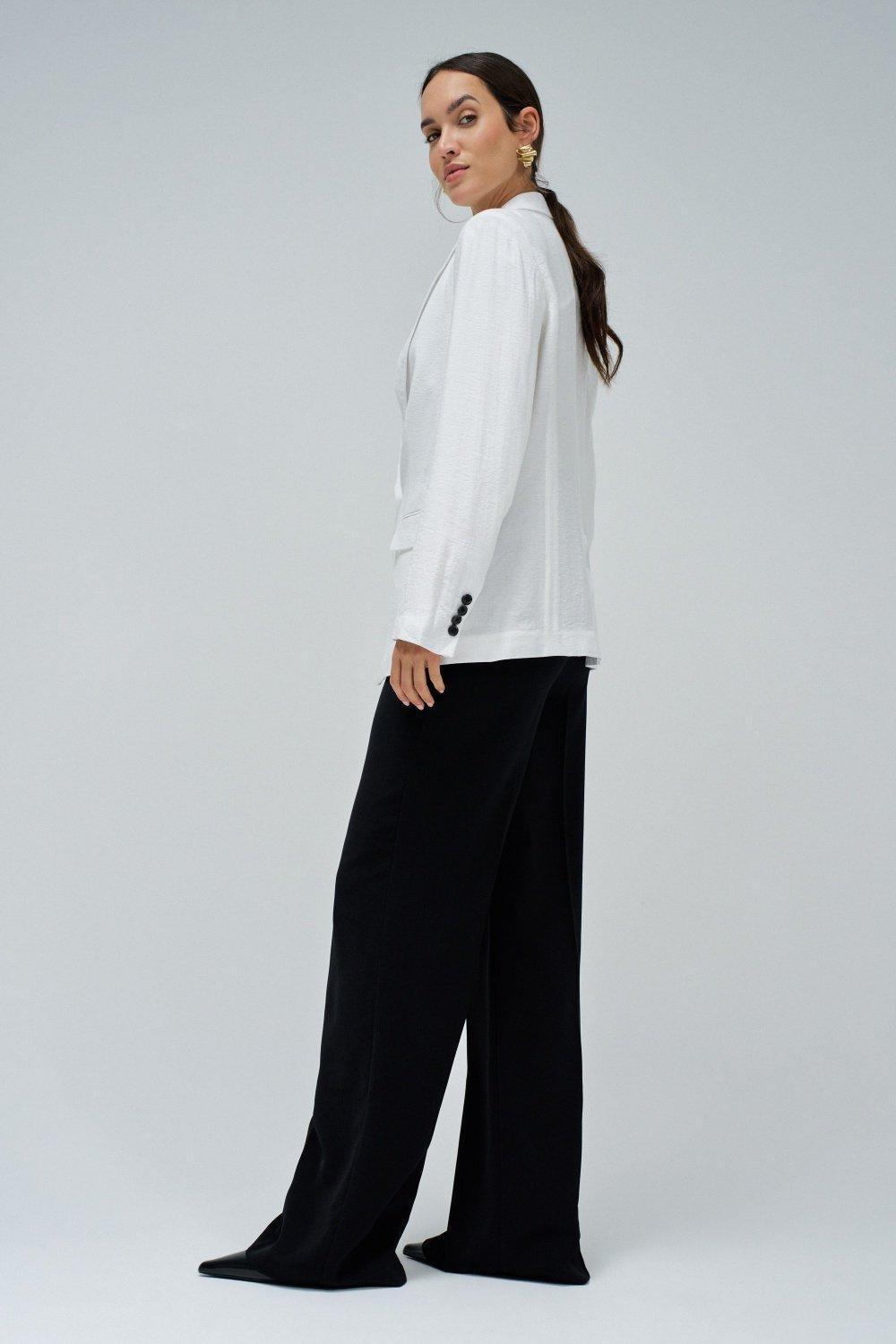 White Linen Textured Blazer, , large image number 2