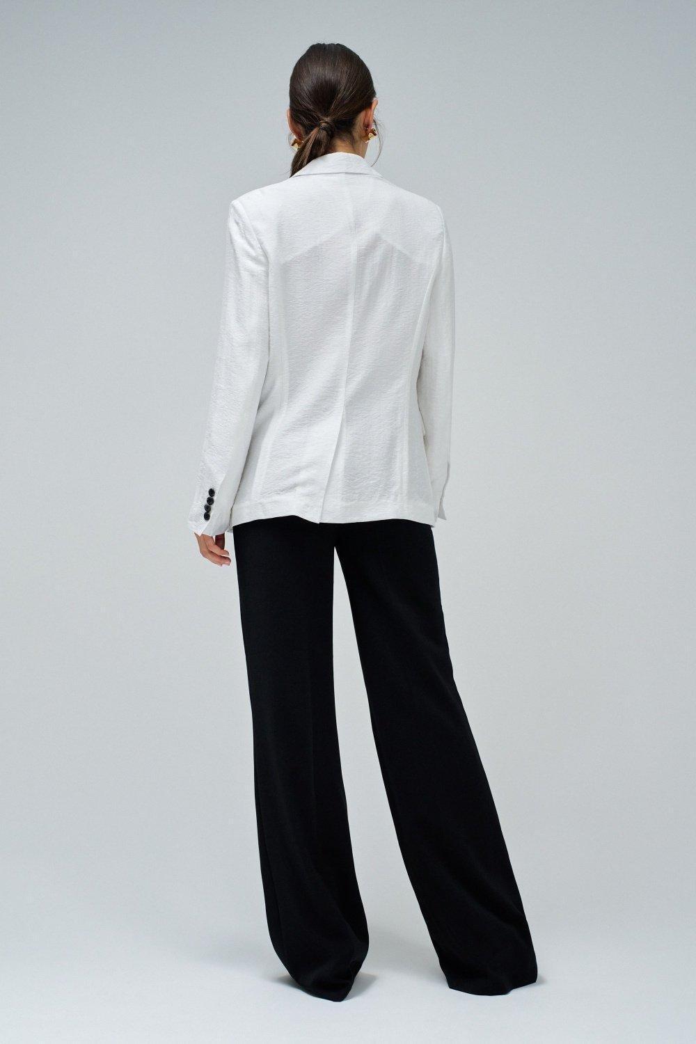 White Linen Textured Blazer, , large image number 3
