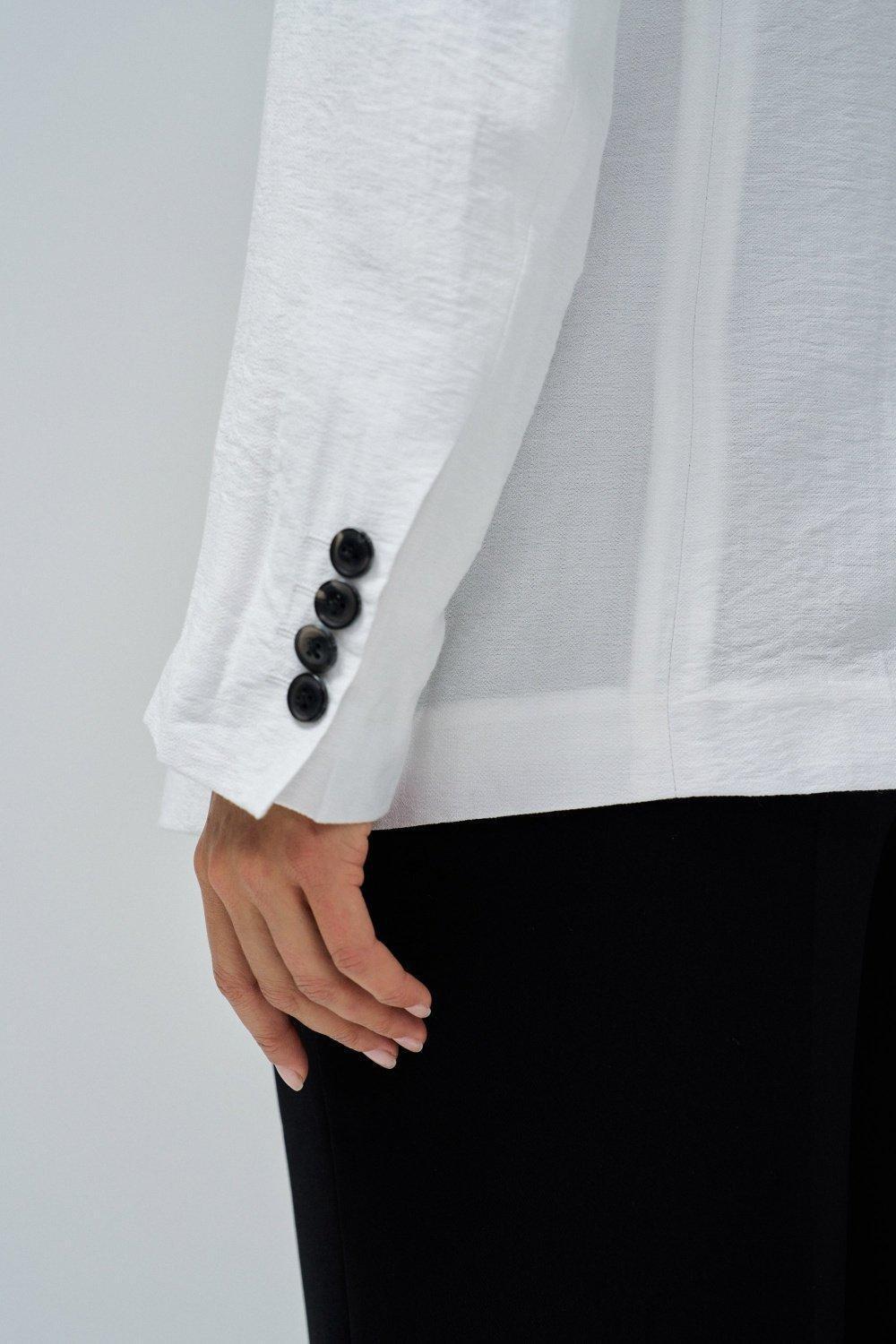 White Linen Textured Blazer, , large image number 4
