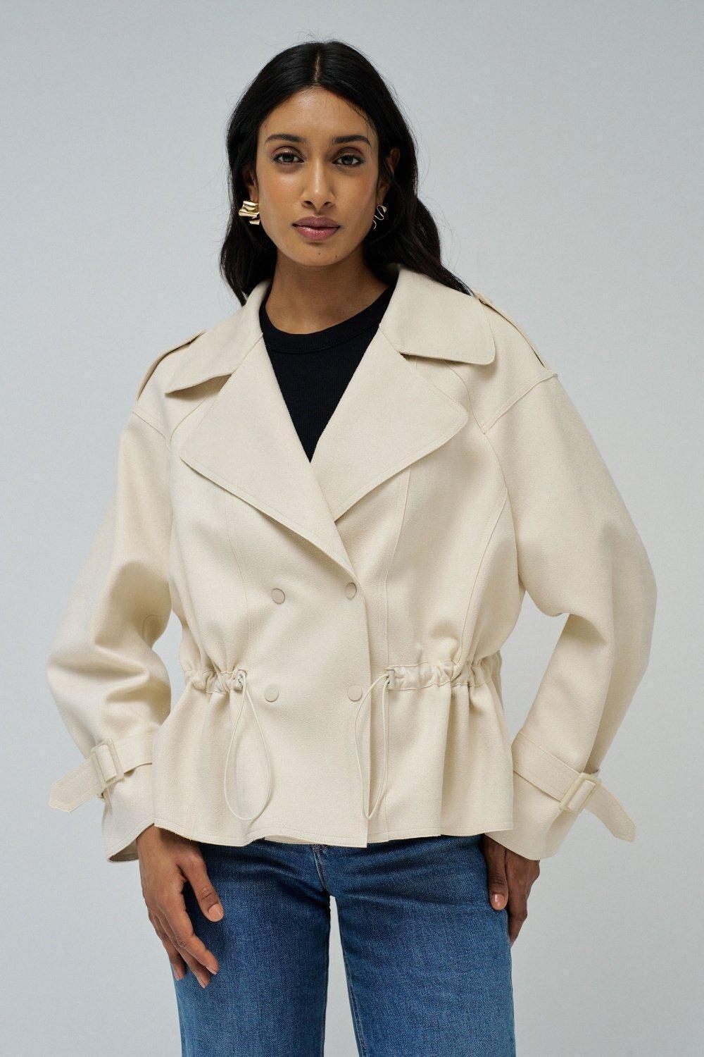 Cream Casual Cropped Jacket, , medium