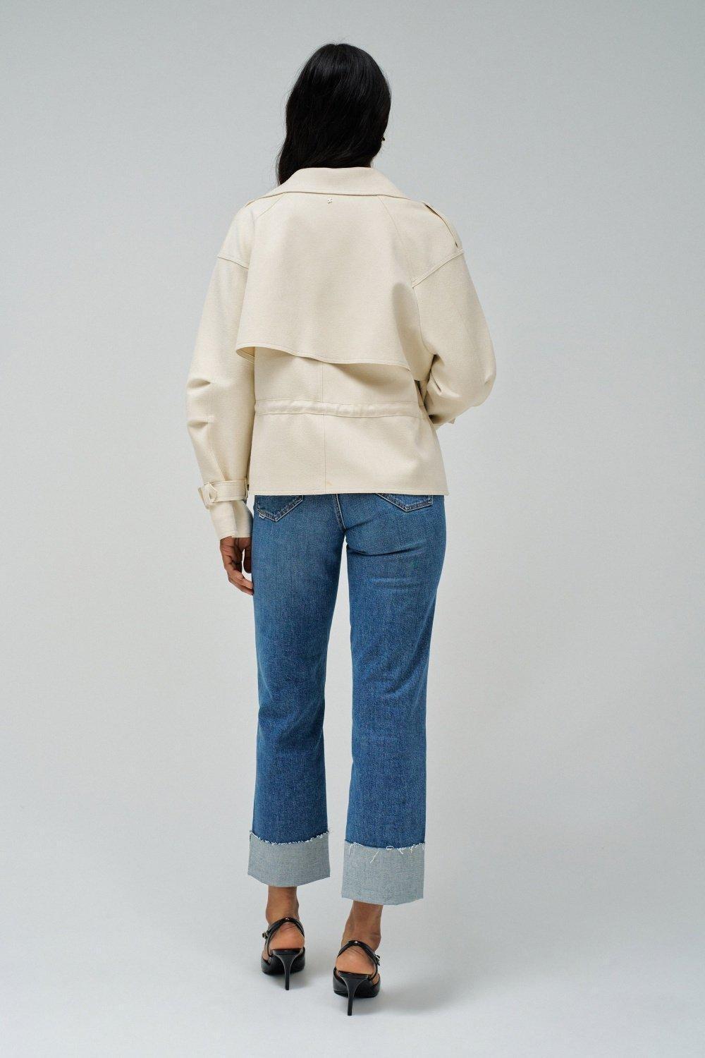 Cream Casual Cropped Jacket, , large image number 3