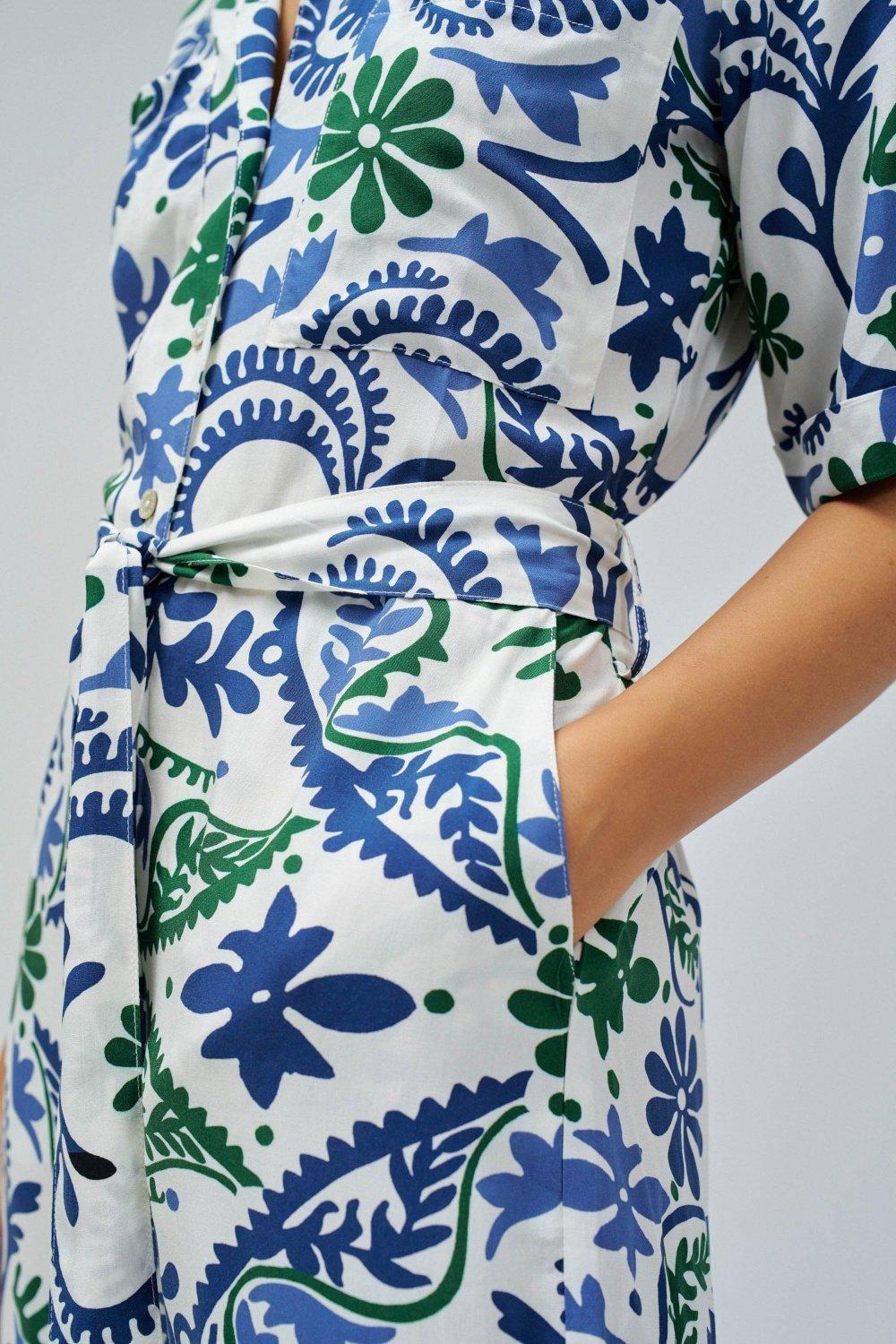 White Floral Shirt Jumpsuit, , large image number 4