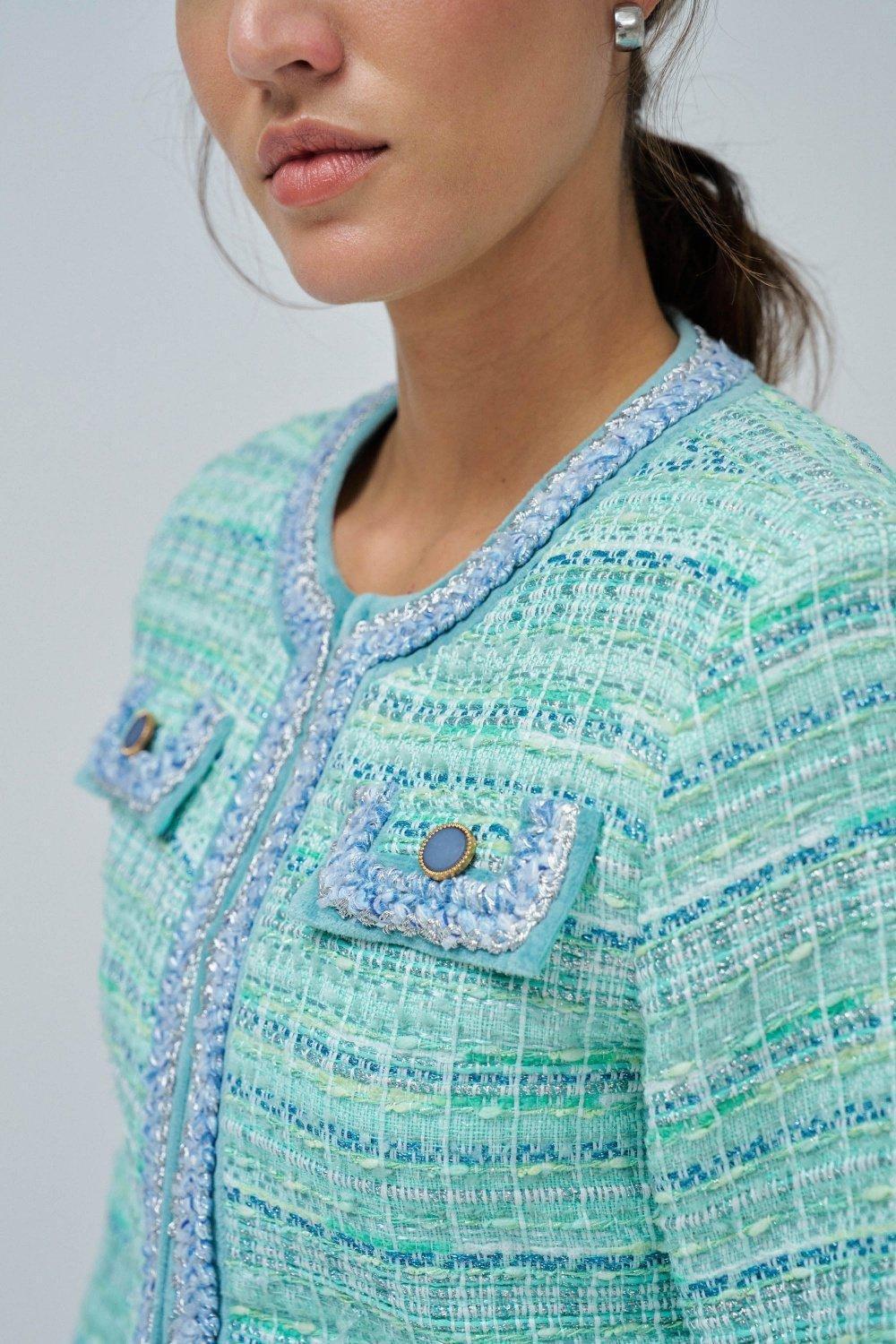 Green Colourful Tweed Jacket, , large image number 4