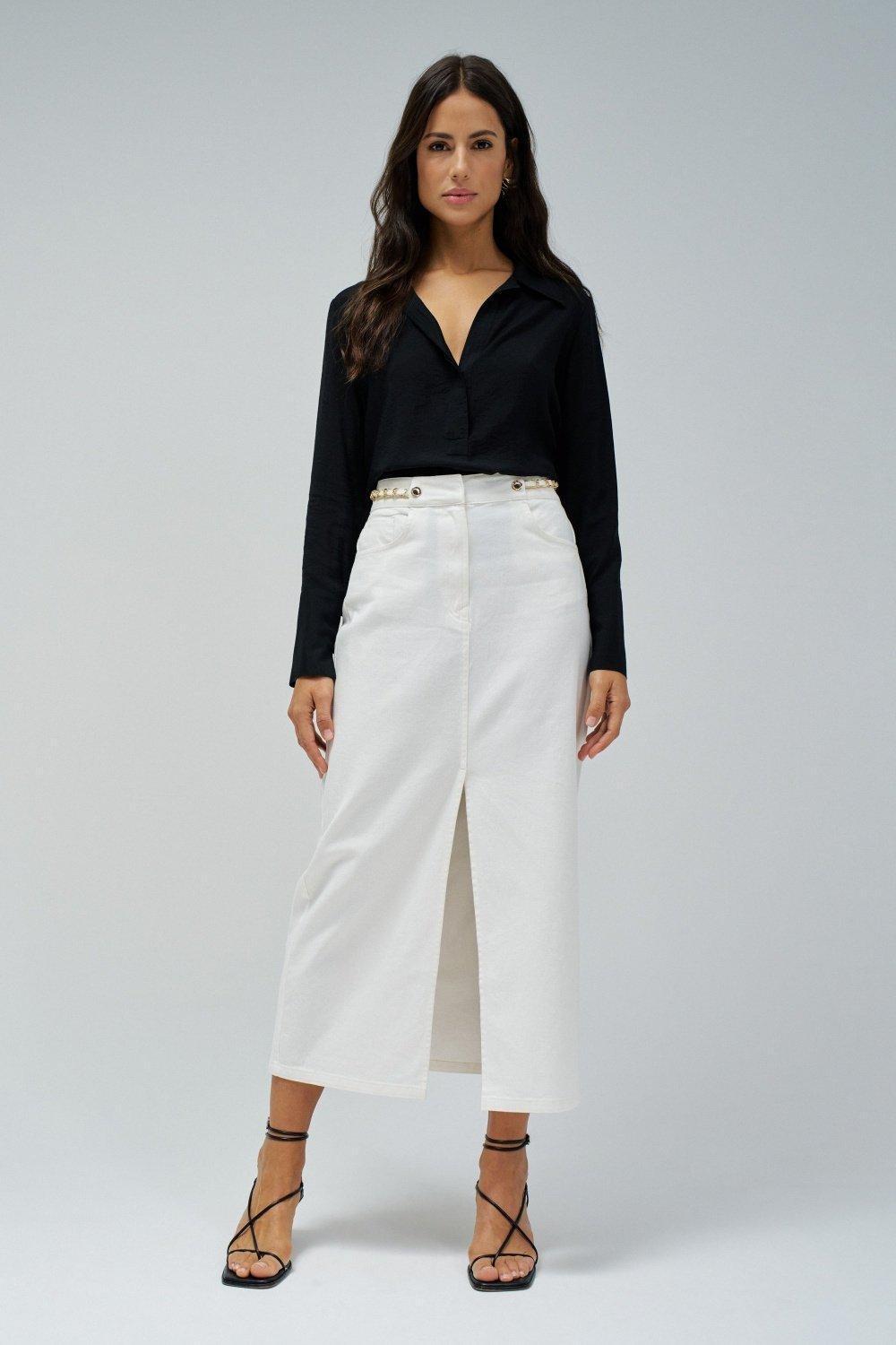 Black Plain Button Down Blouse, , large image number 1