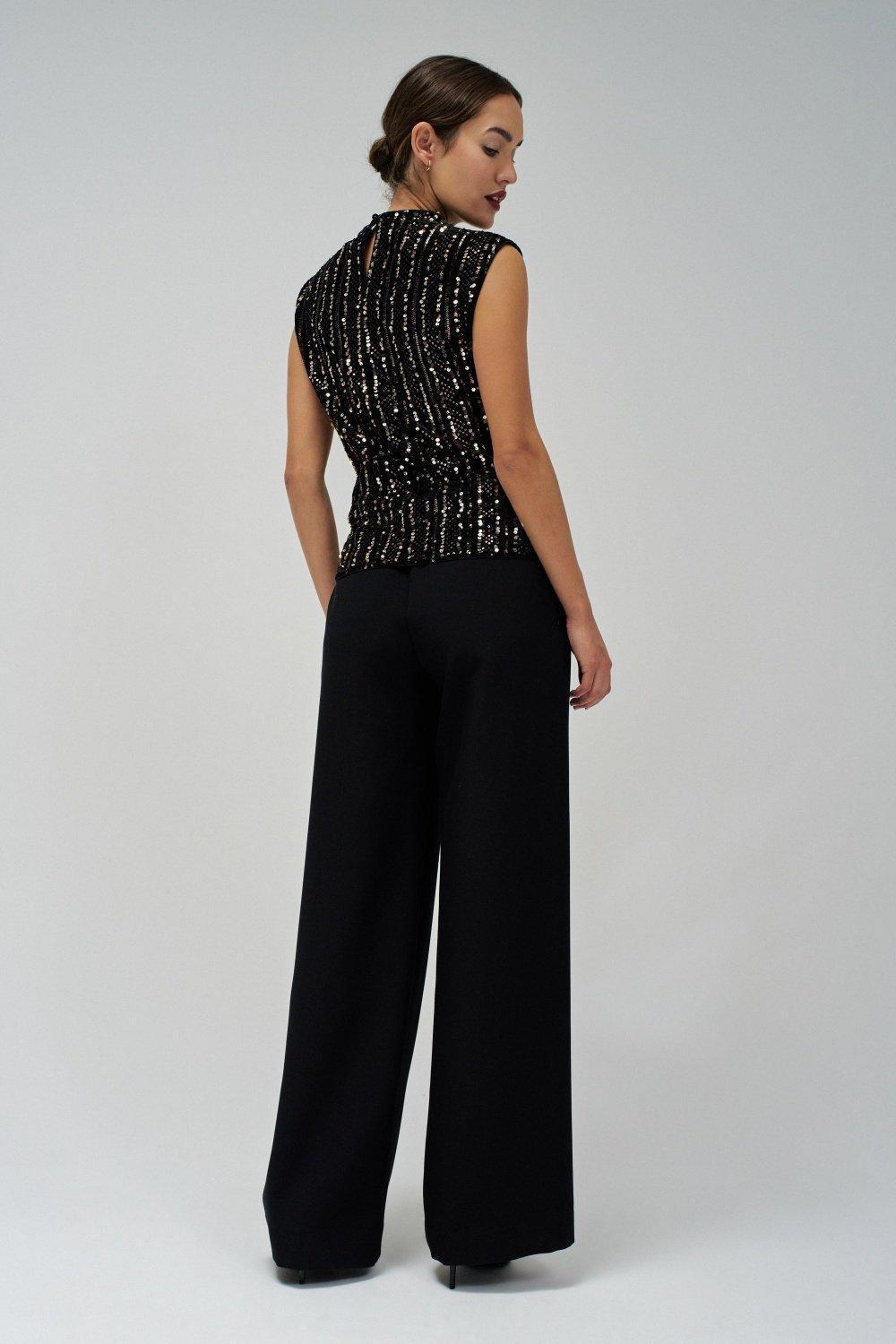 Velvet Top With Gold Sequins, Black, large image number 3