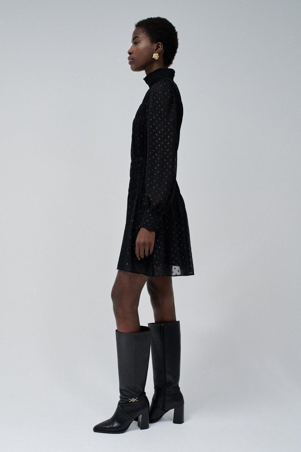 Black Polka Dot Shirt Dress, , large image number 2