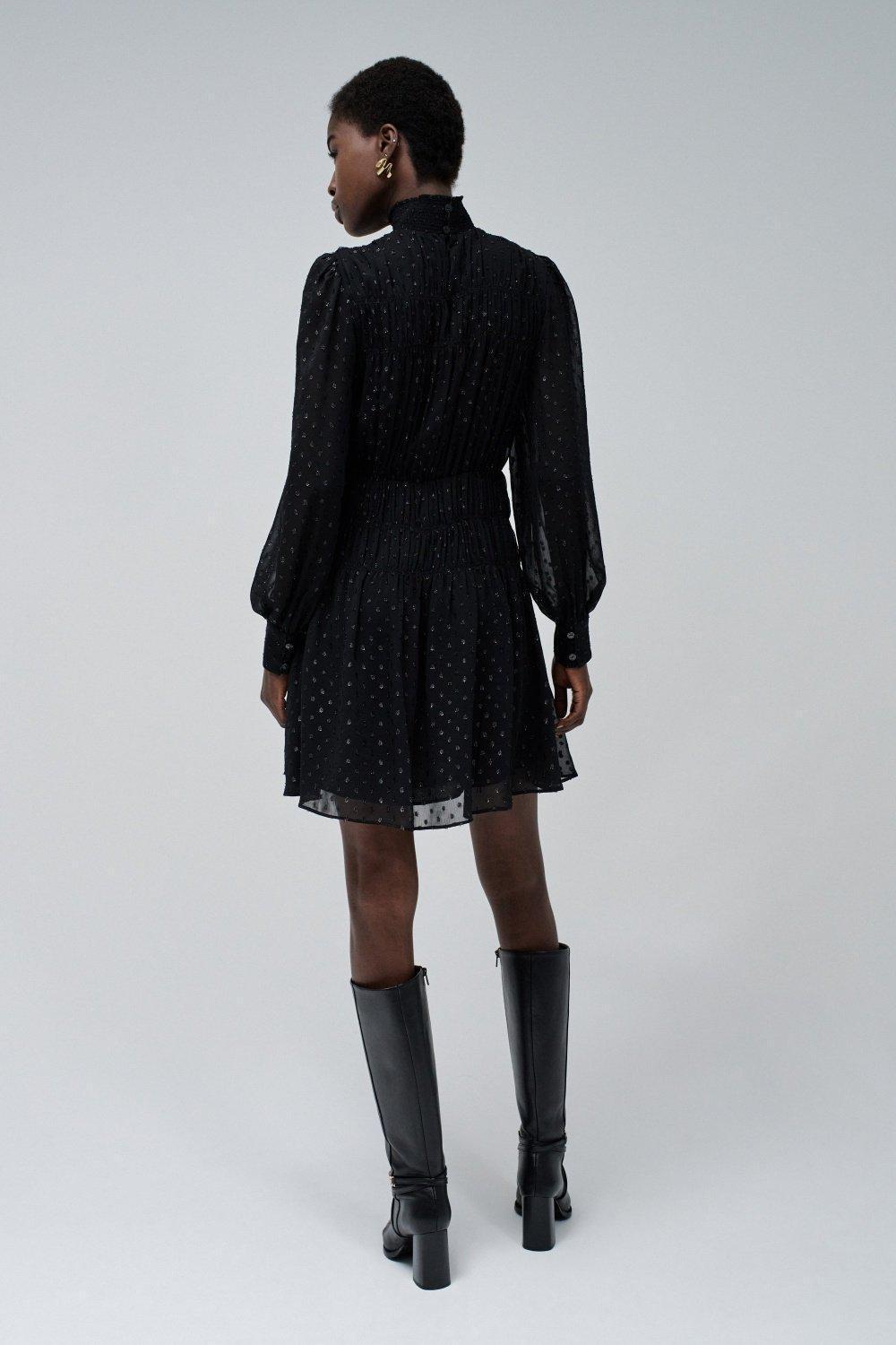 Black Polka Dot Shirt Dress, , large image number 3