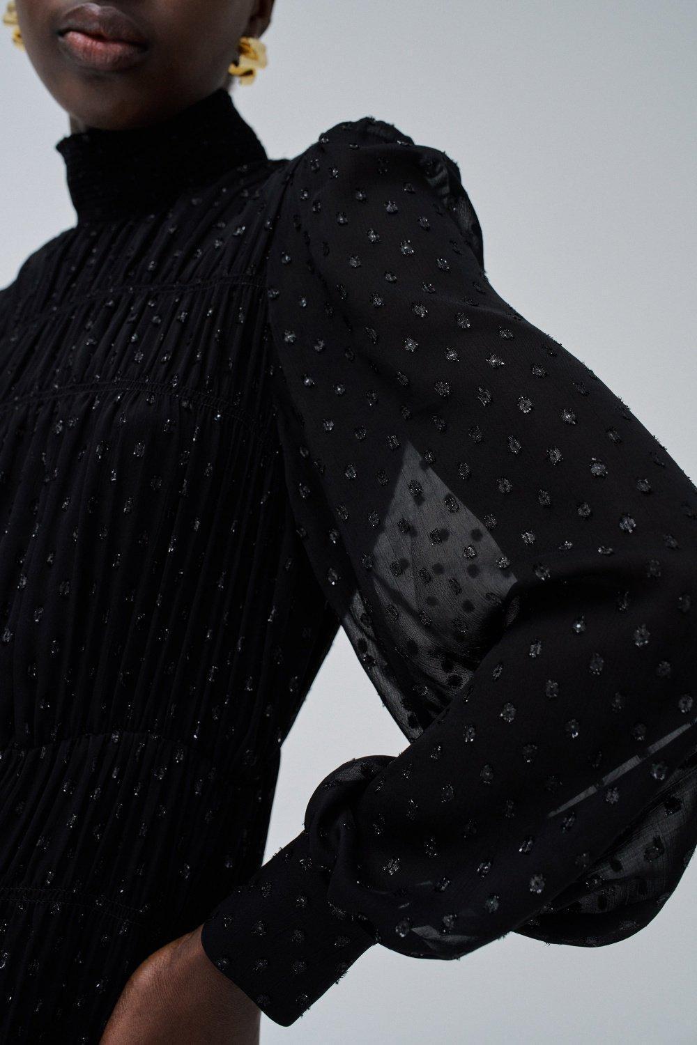 Black Polka Dot Shirt Dress, , large image number 4