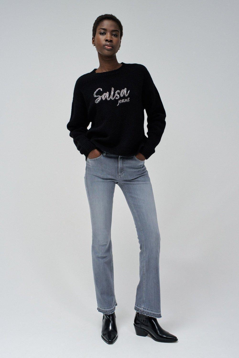 Black Logo Print Cropped Jumper, , large image number 1