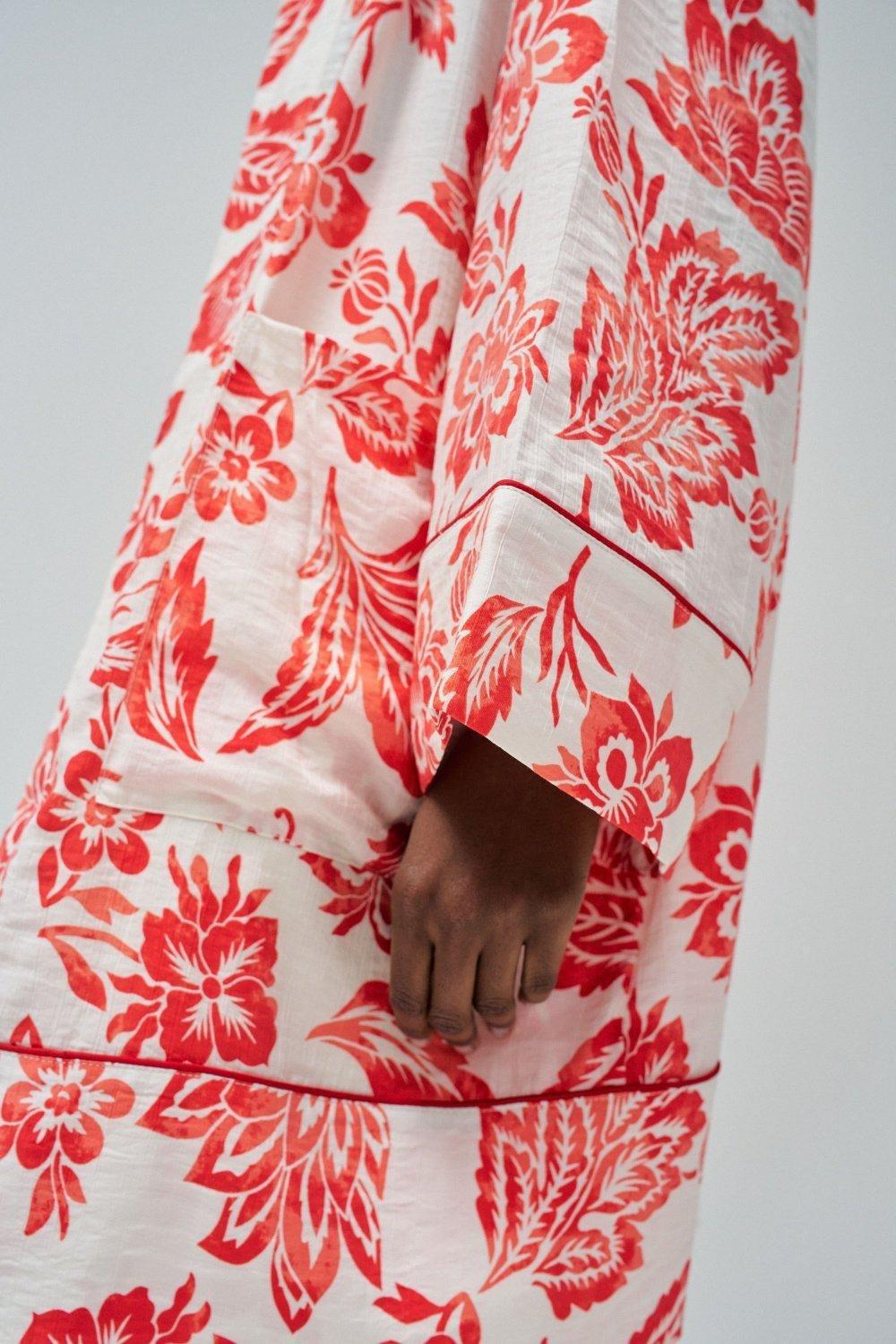 Red Floral Vacation Kimono, , large image number 4